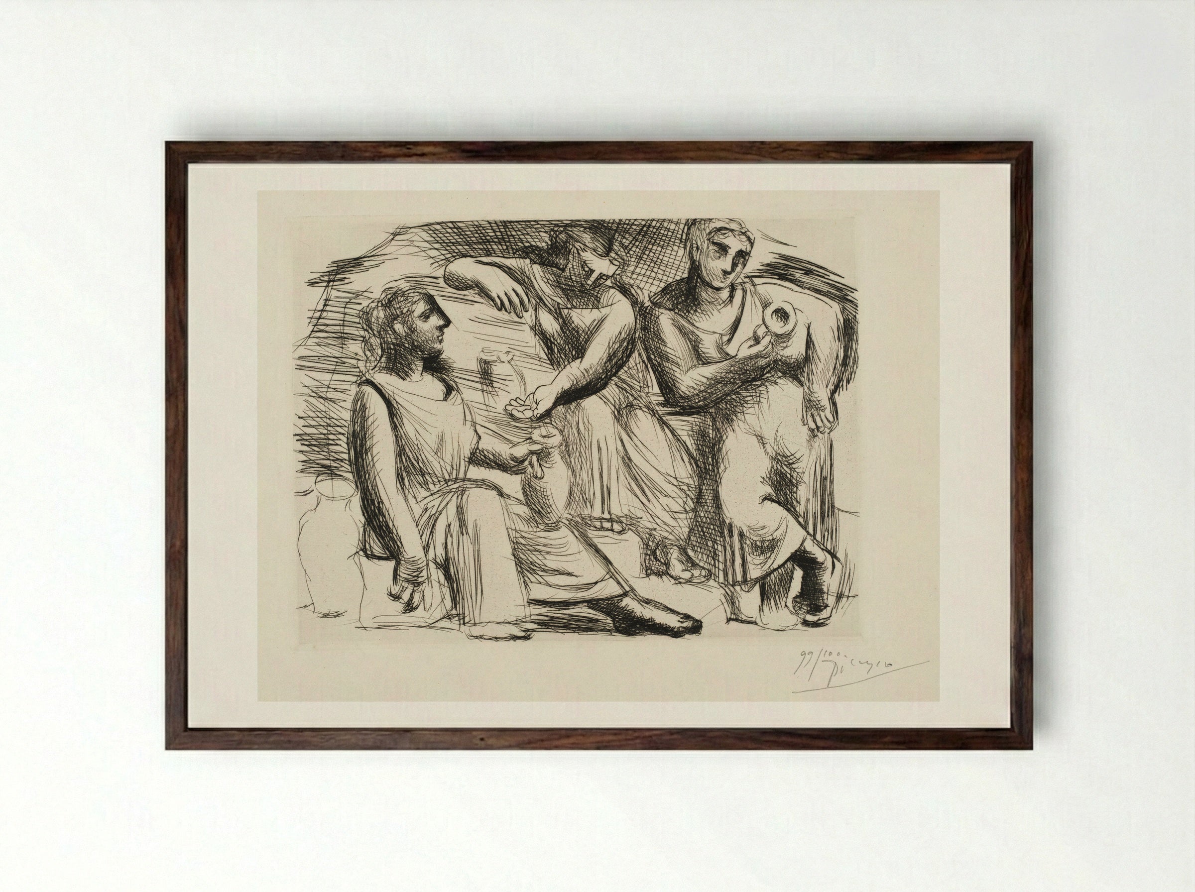 The Source (Three Women at the Fountain) - Pablo Ruiz Picasso - Framed Print Dark Wood