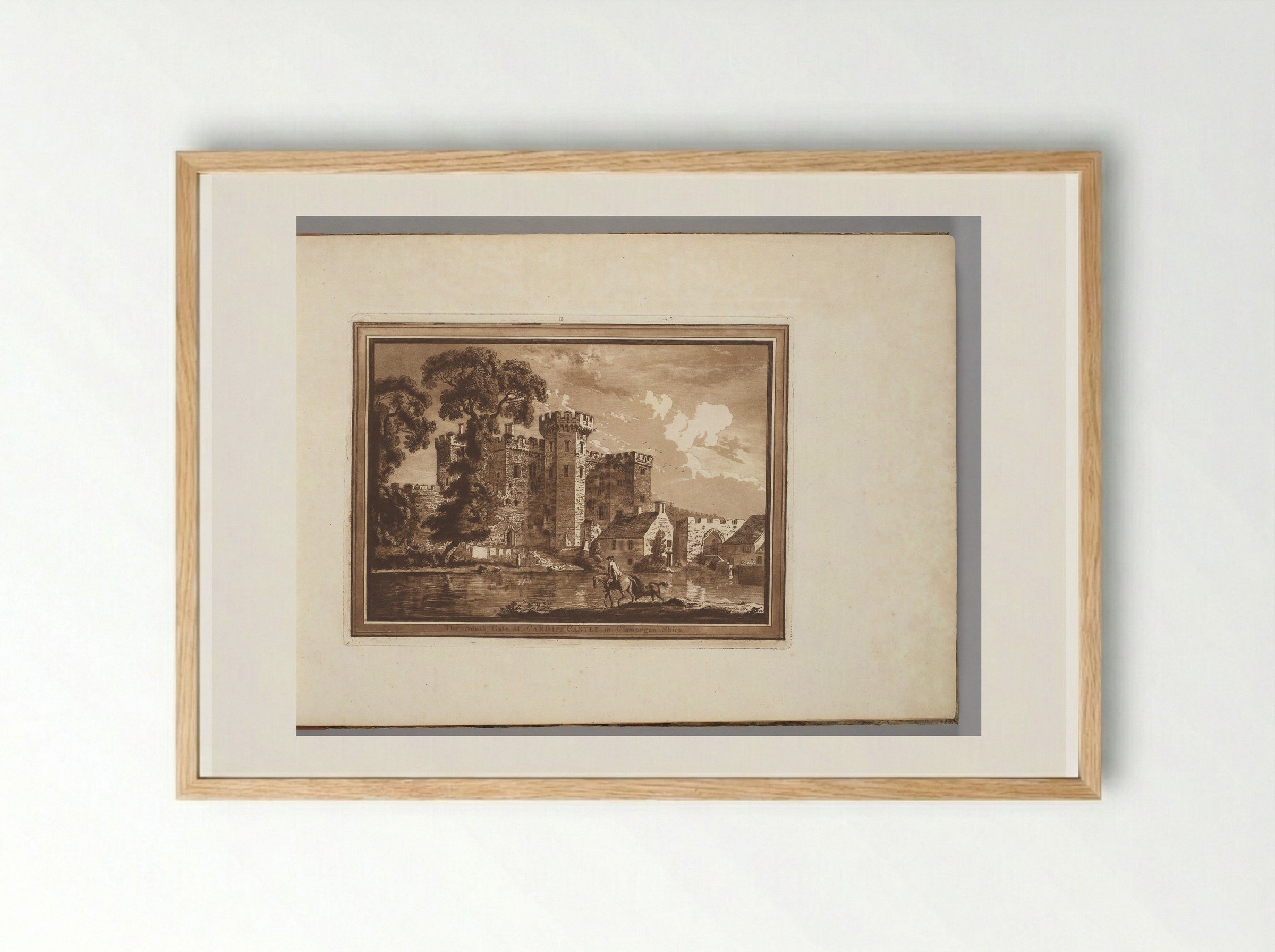 The South Gate of Cardiff Castle in Glamorgan Shire - Paul Sandby - Framed Print Wood