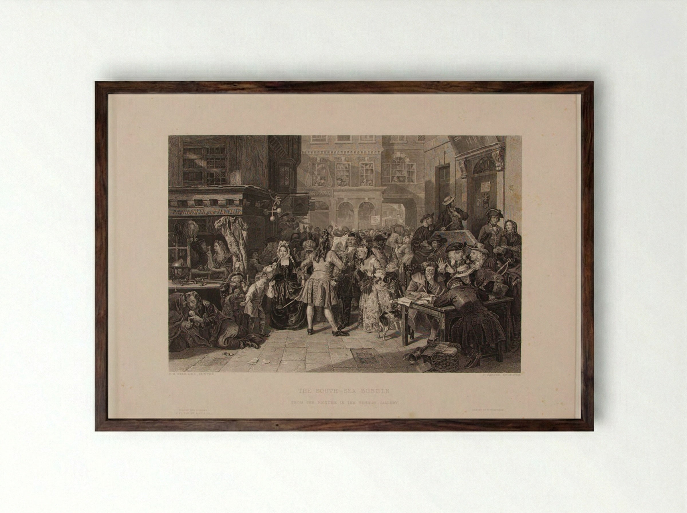 The South Sea Bubble - James Carter - Framed Print Dark Wood