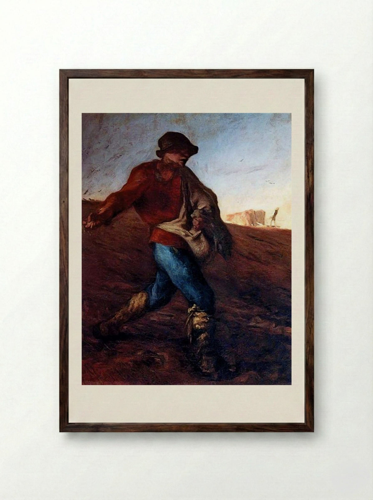 The Sower - Jean-Francois Millet - Framed Print Dark Wood