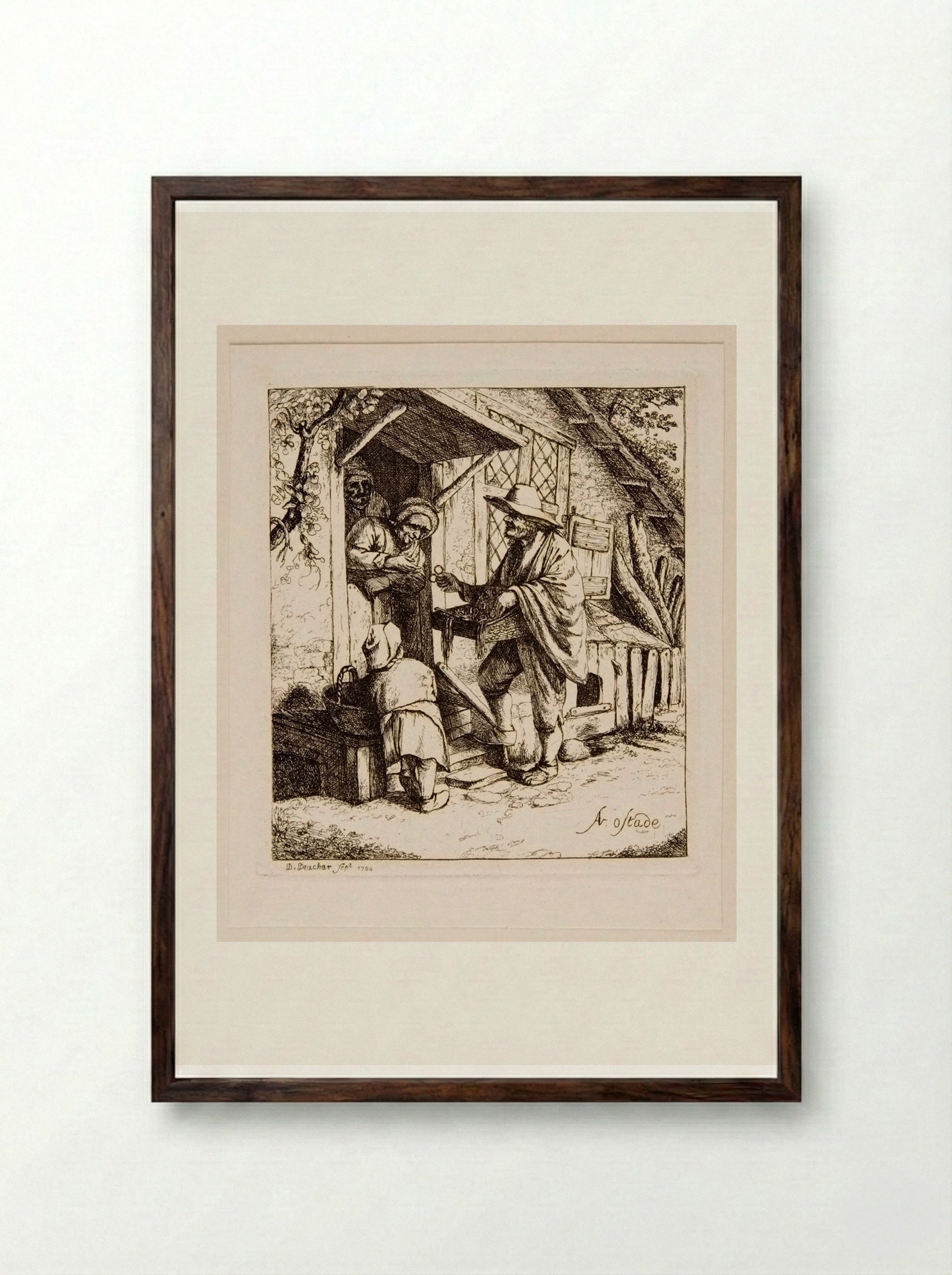 The Spectacle Seller - David Deuchar - Framed Print Dark Wood