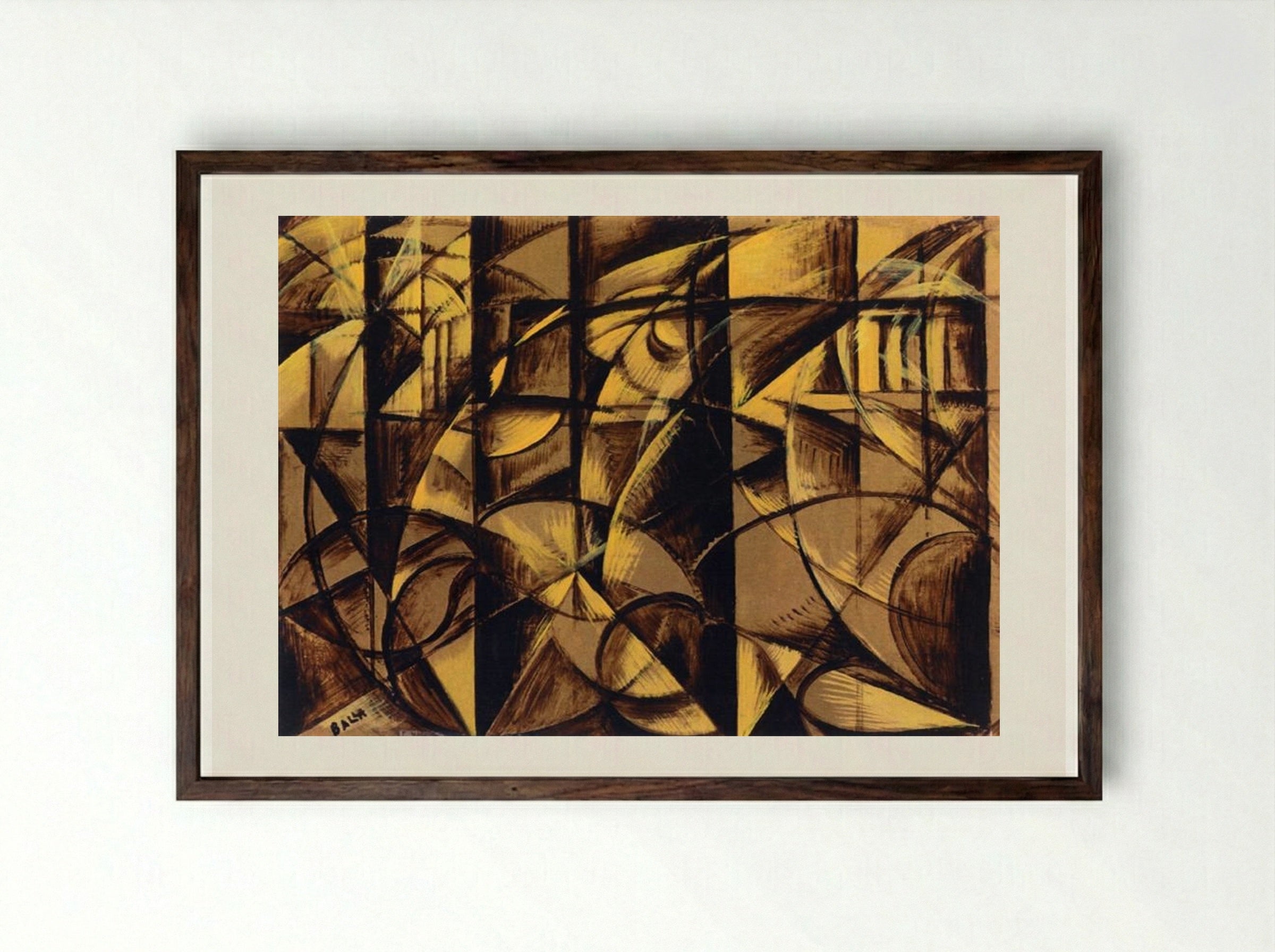 The Speed of an Automobile - Giacomo Balla - Framed Print Dark Wood