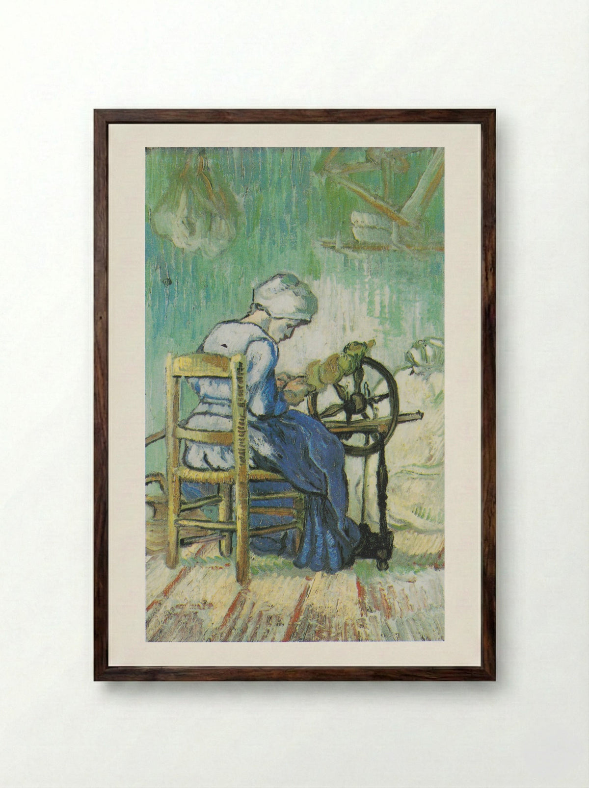 The Spinner (after Millet) - Vincent van Gogh - Framed Print Dark Wood