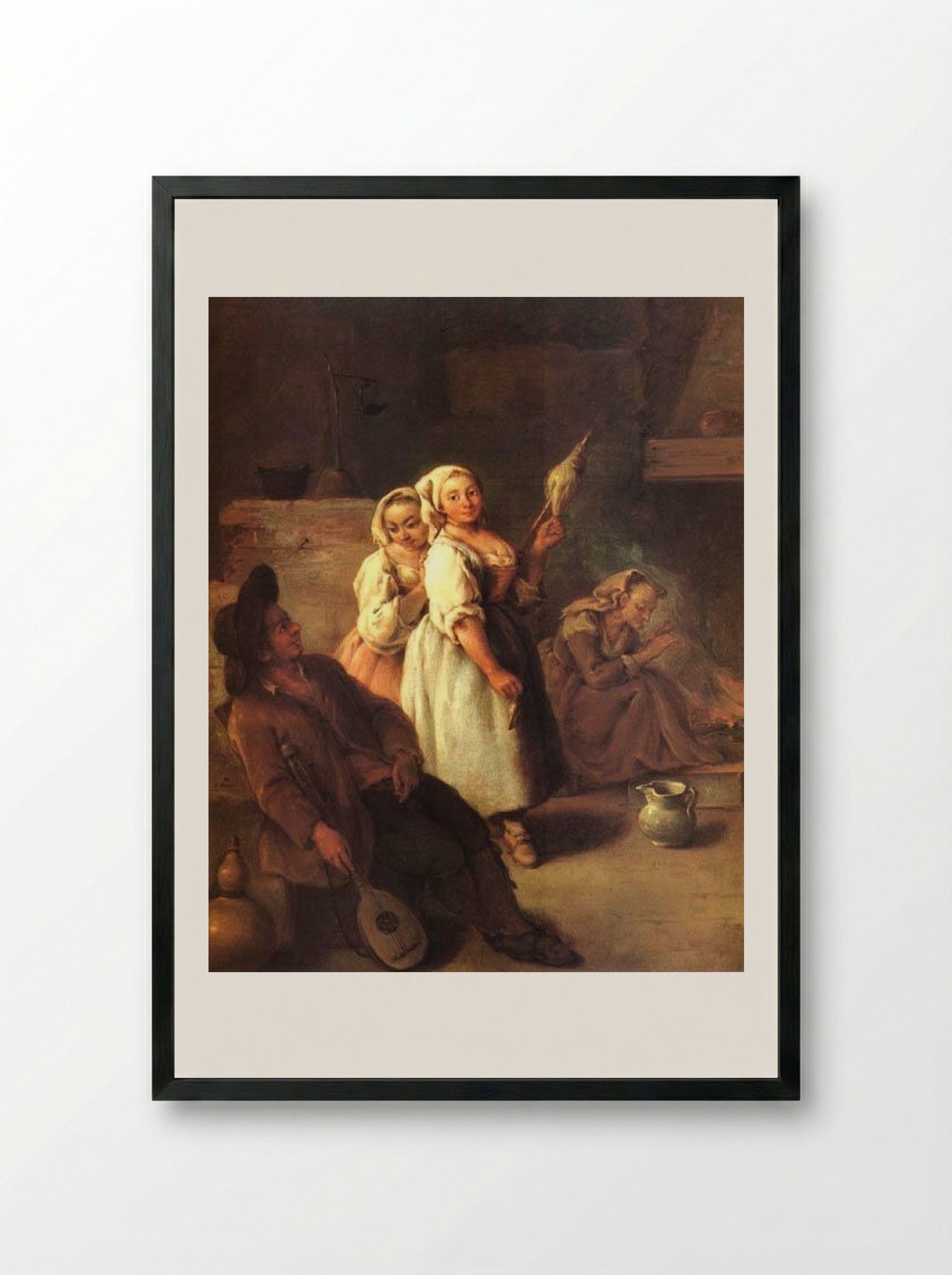 The Spinner - Pietro Longhi - Framed Print Black