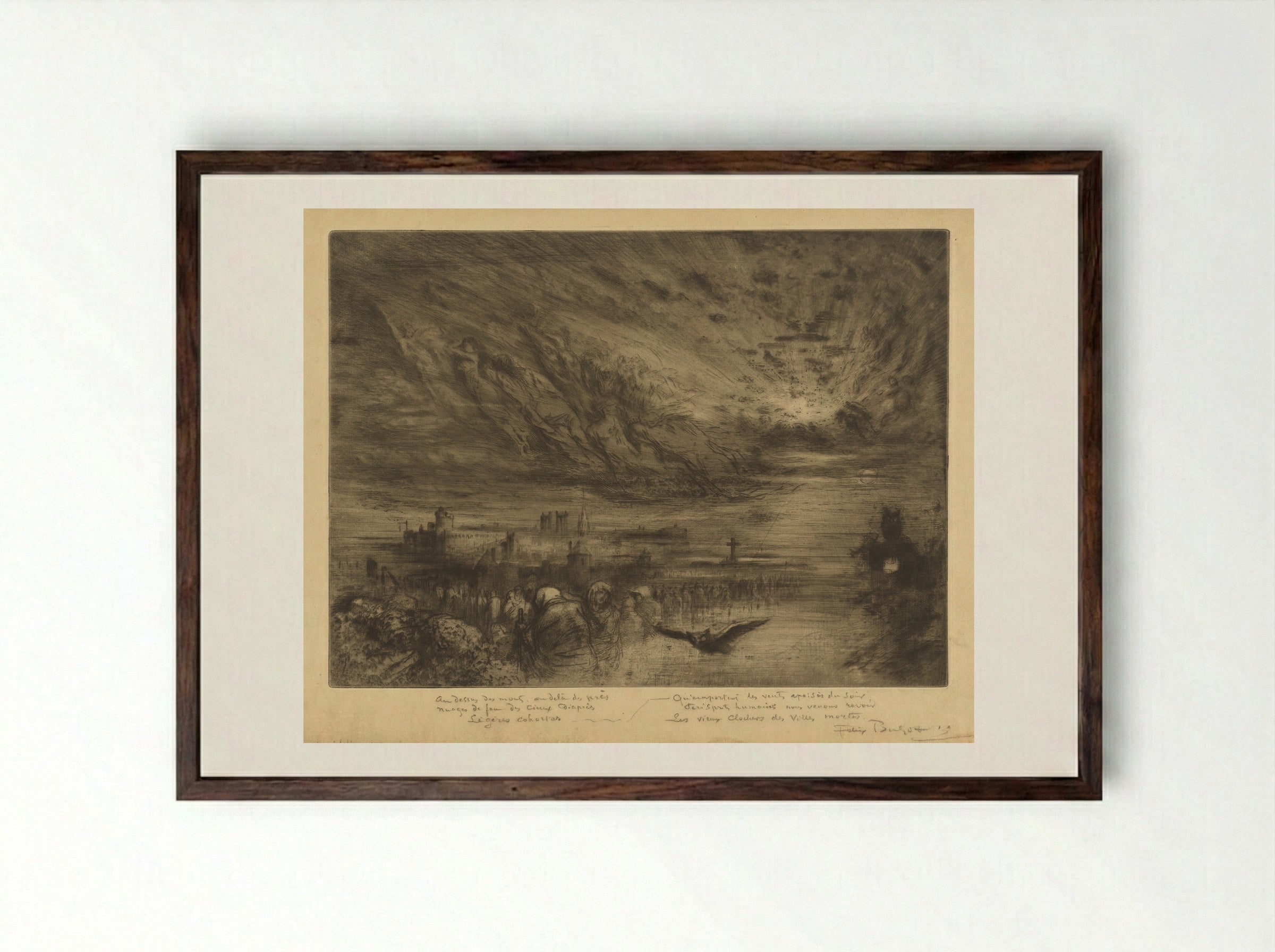 The Spirits of Dead Cities - Félix Hilaire Buhot - Framed Print Dark Wood