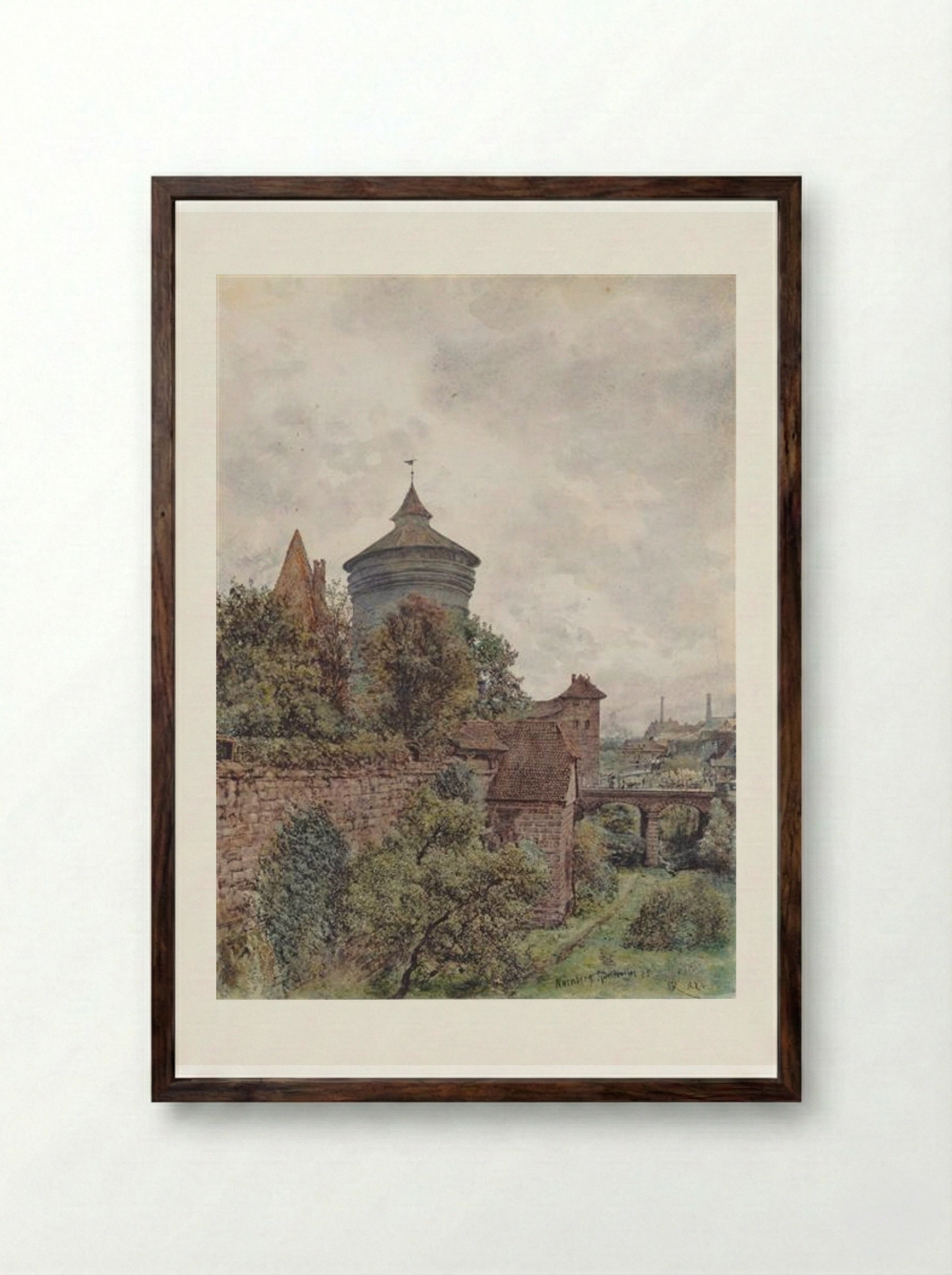 The Spittler in Nuremberg - Rudolf von Alt - Framed Print Dark Wood
