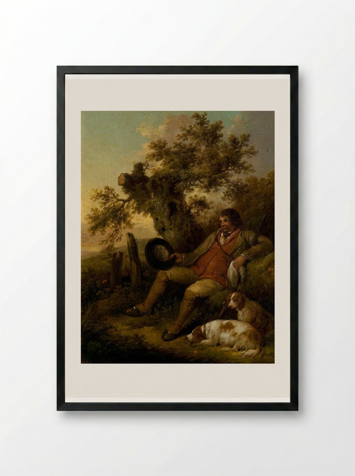 The Sportsman Resting - George Morland - Framed Print Black