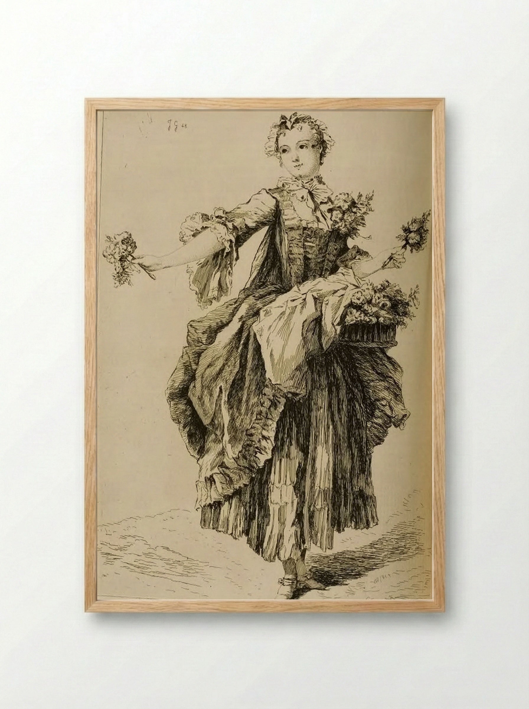 The Spritely Flower Girl - Jules de Goncourt - Framed Print Wood