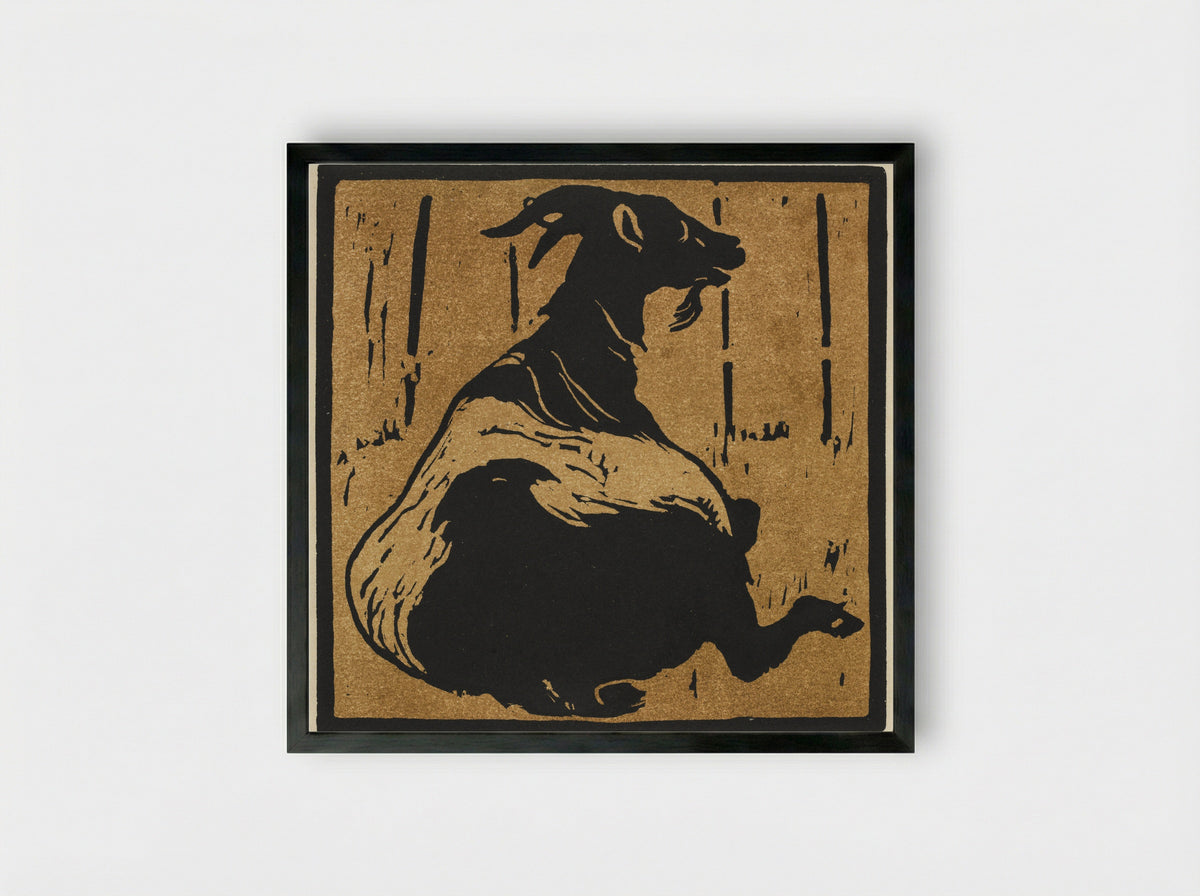 The Square Book of Animals: The Toilsome Goat - William Nicholson - Framed Print Black