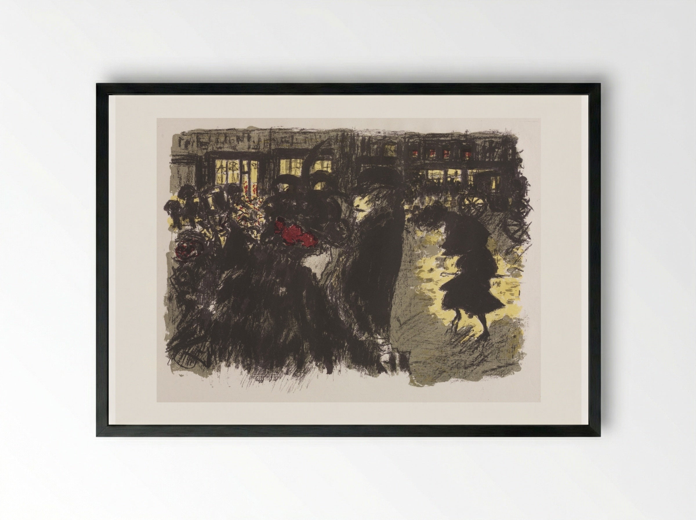 The Square at Evening - Pierre Bonnard - Framed Print Black