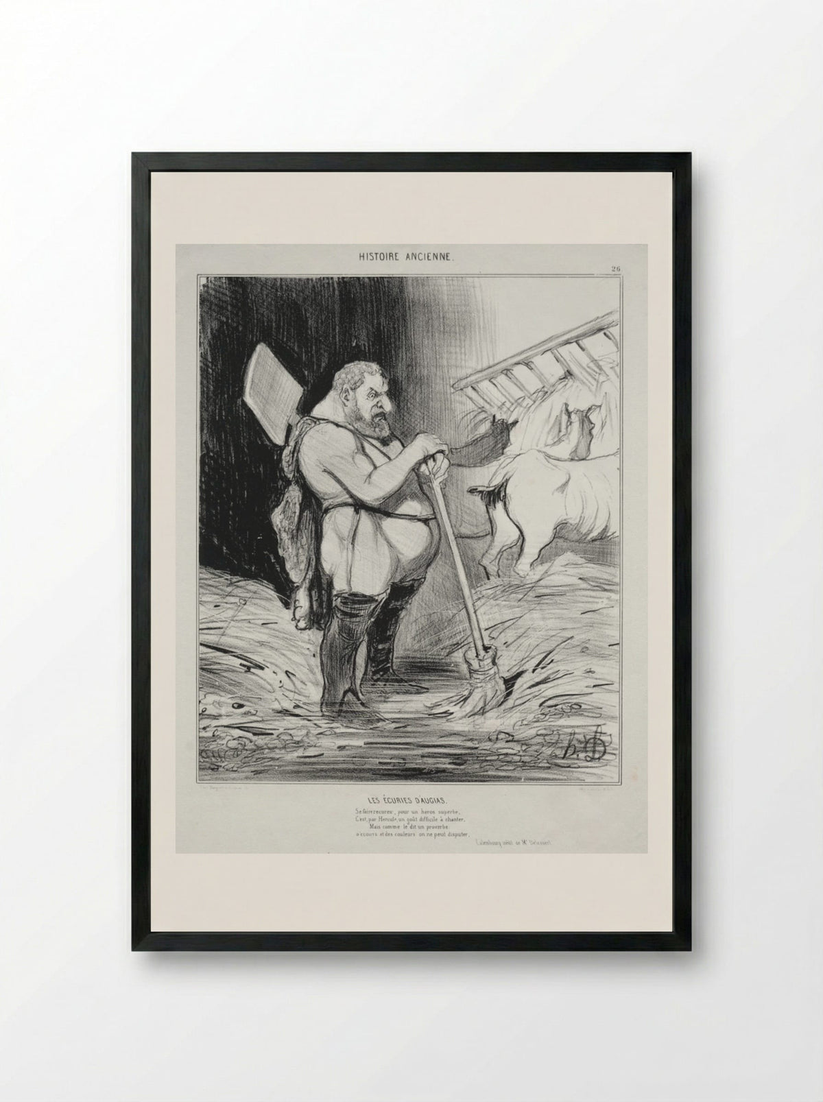 The Stable of Augeas - Honoré Daumier - Framed Print Black