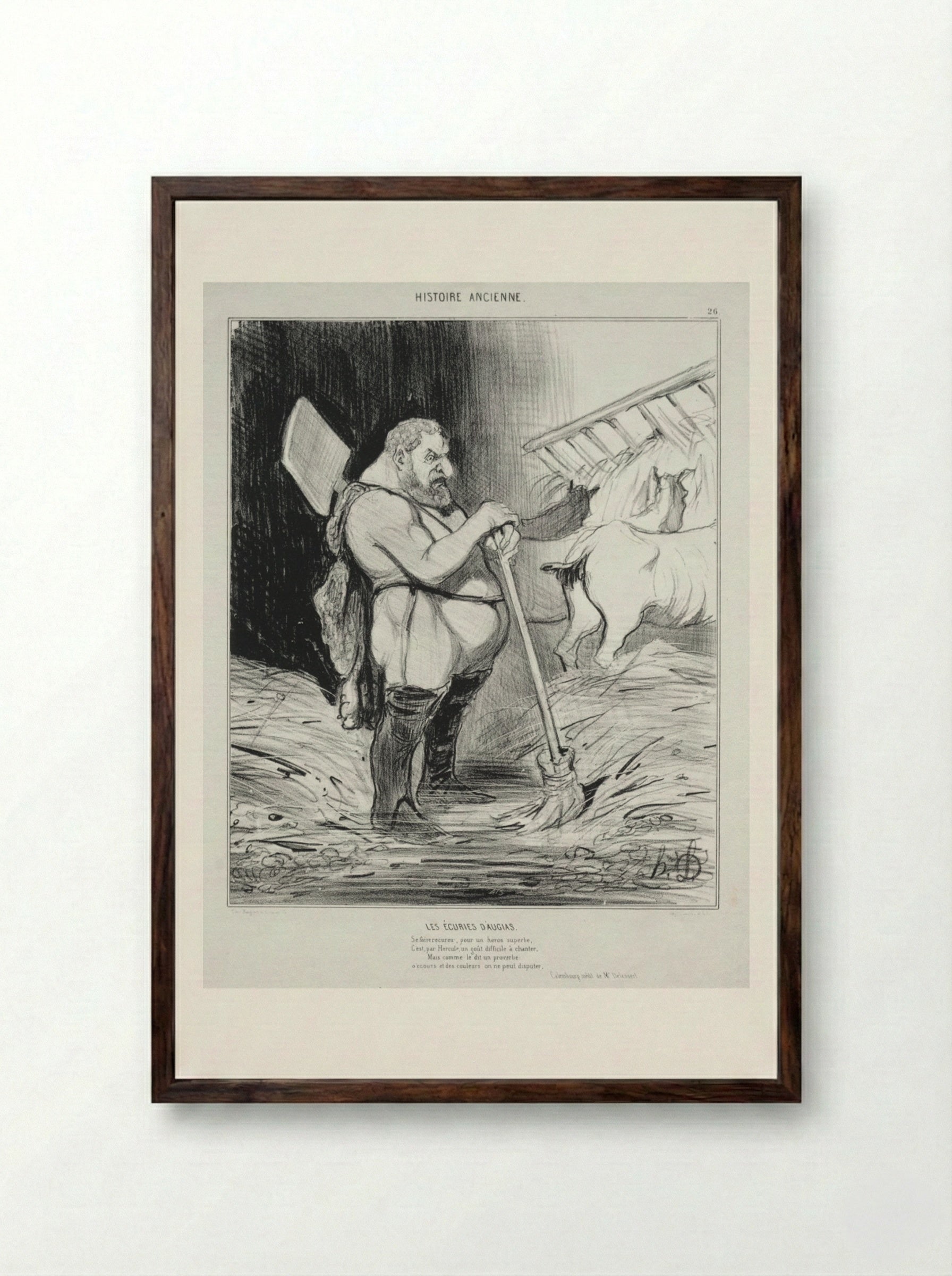 The Stable of Augeas - Honoré Daumier - Framed Print Dark Wood