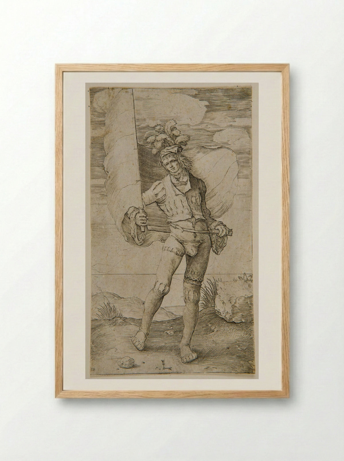 The Standard Bearer - Lucas van Leyden - Framed Print Wood
