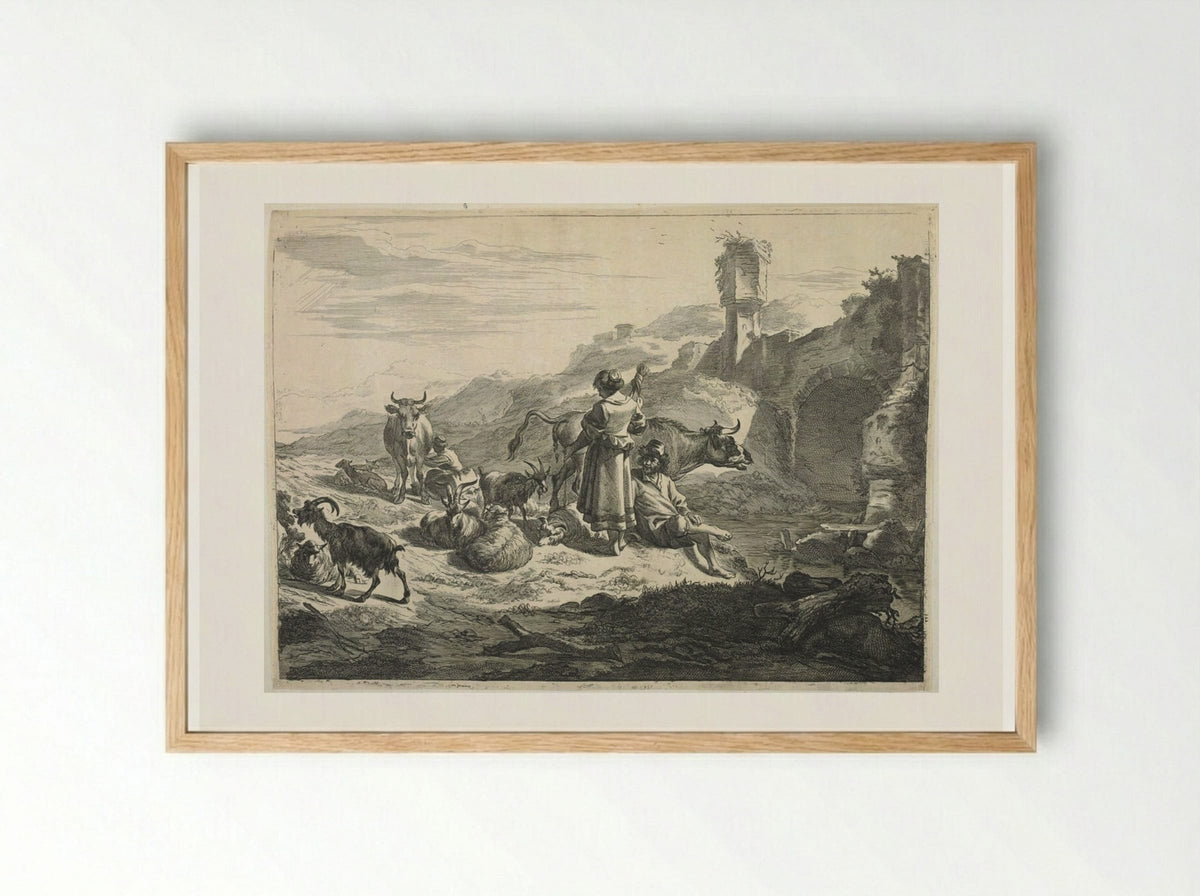 The Standing Spinner - Cornelis Visscher - Framed Print Wood