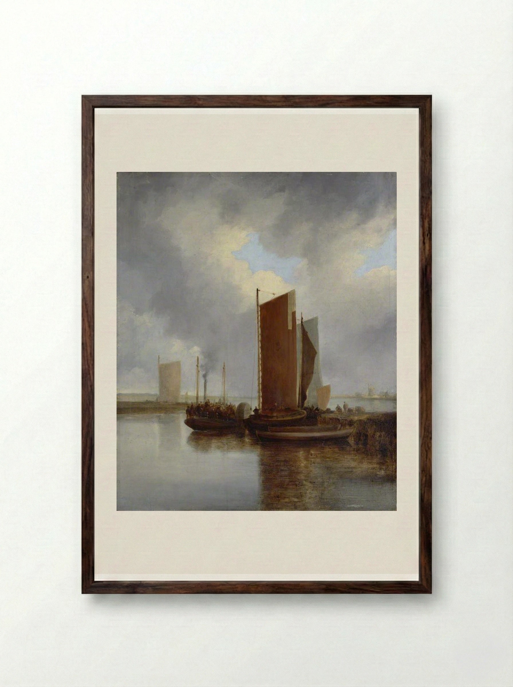 The Steam Packet - John Crome - Framed Print Dark Wood