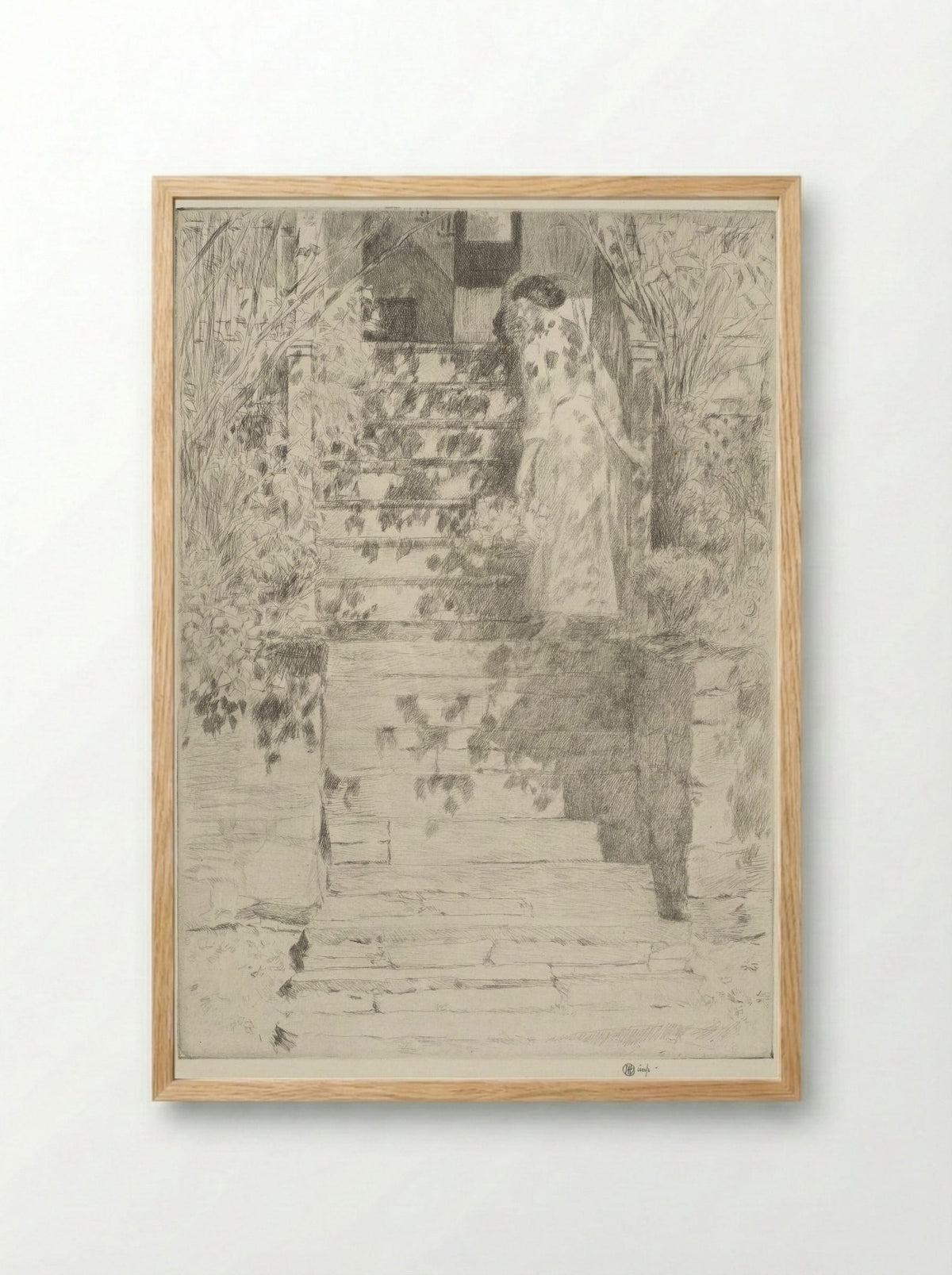 The Steps - Childe Hassam - Framed Print Wood