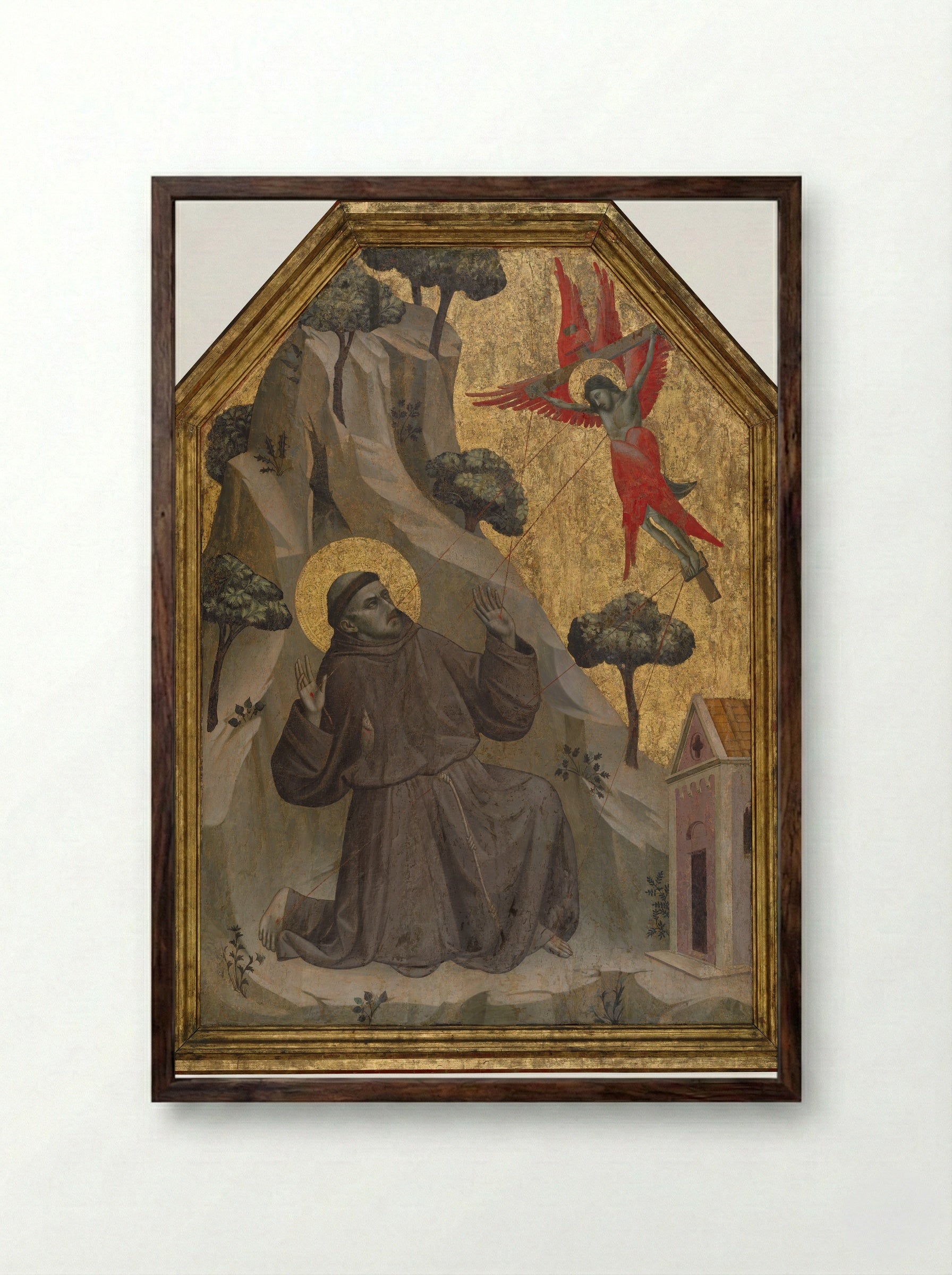 The Stigmatization of Saint Francis - Taddeo Gaddi - Framed Print Dark Wood