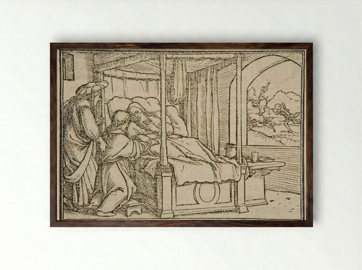 The Stolen Blessing - Hans Holbein the Younger - Framed Print Dark Wood