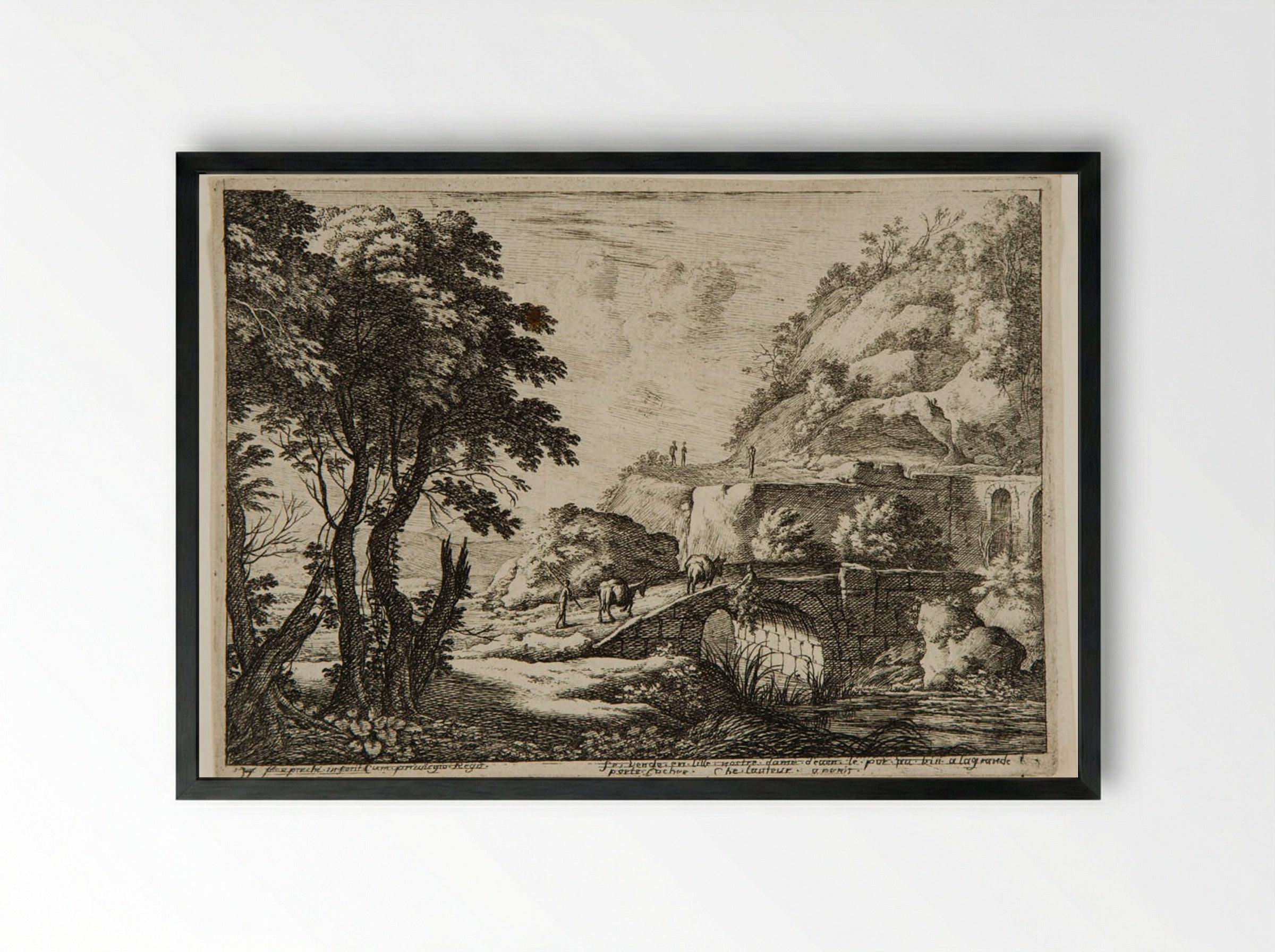 The Stone Bridge - Henri Mauperché - Framed Print Black