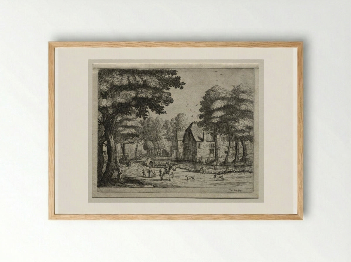 The Stone Bridge - Jan van Goyen - Framed Print Wood