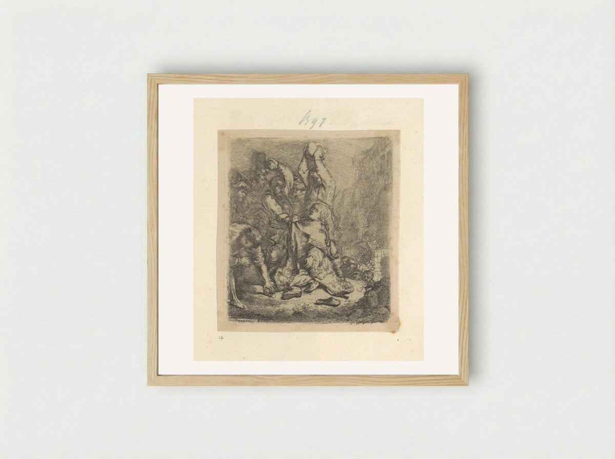 The Stoning of Saint Stephen - Henry Louis Basan - Framed Print Wood