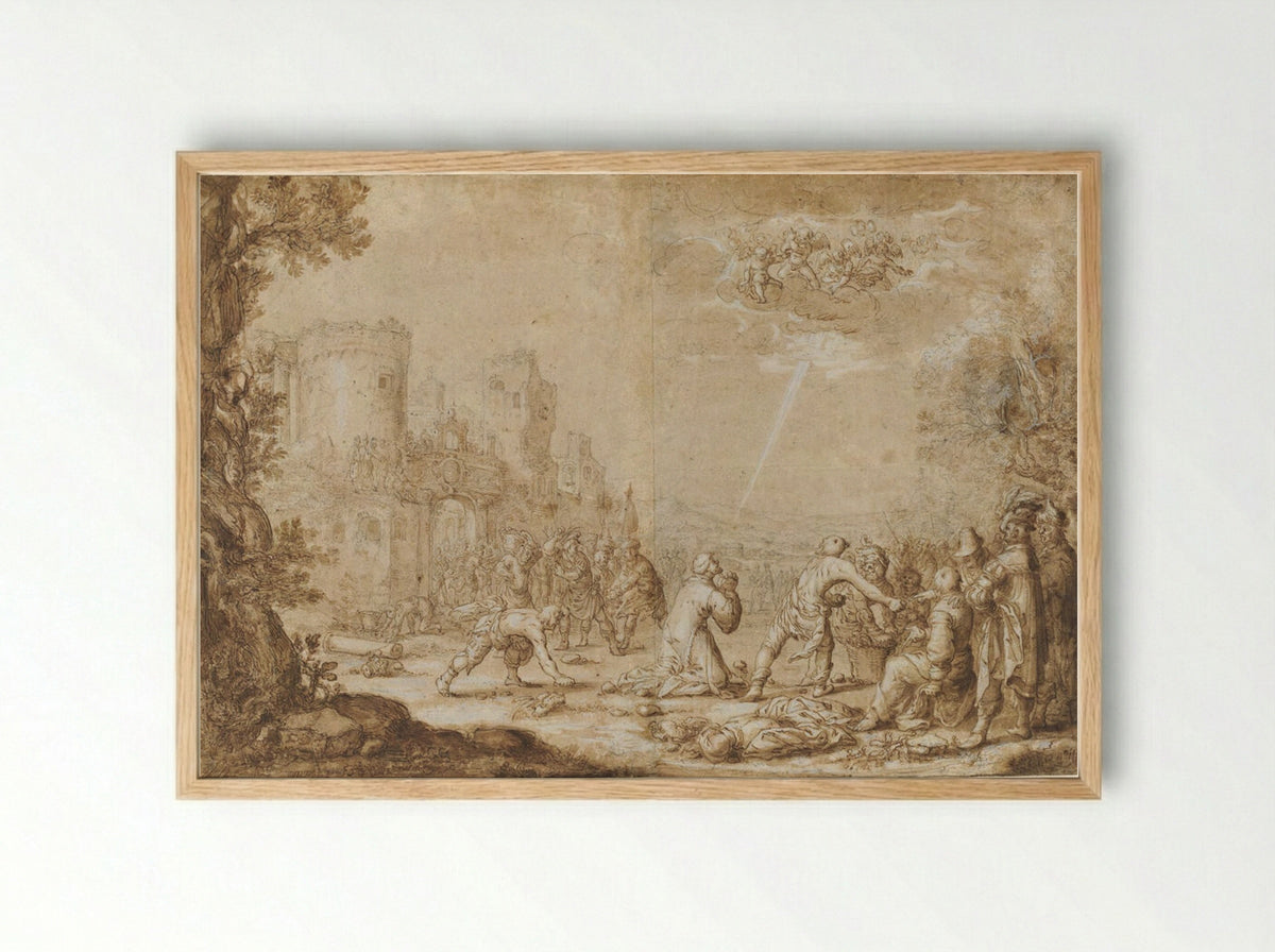 The Stoning of Saint Stephen - Willem de Poorter - Framed Print Wood