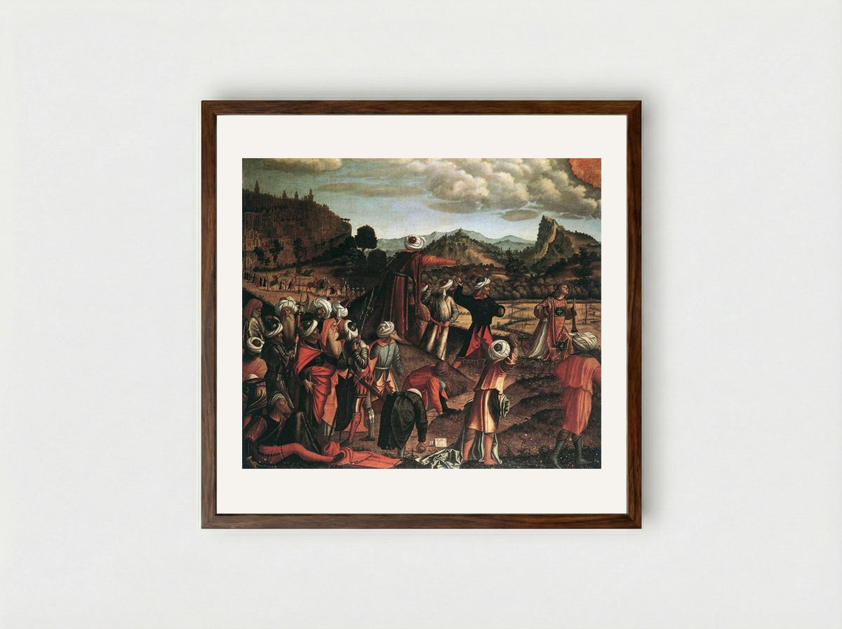 The Stoning of St. Stephen - Vittore Carpaccio - Framed Print Dark Wood