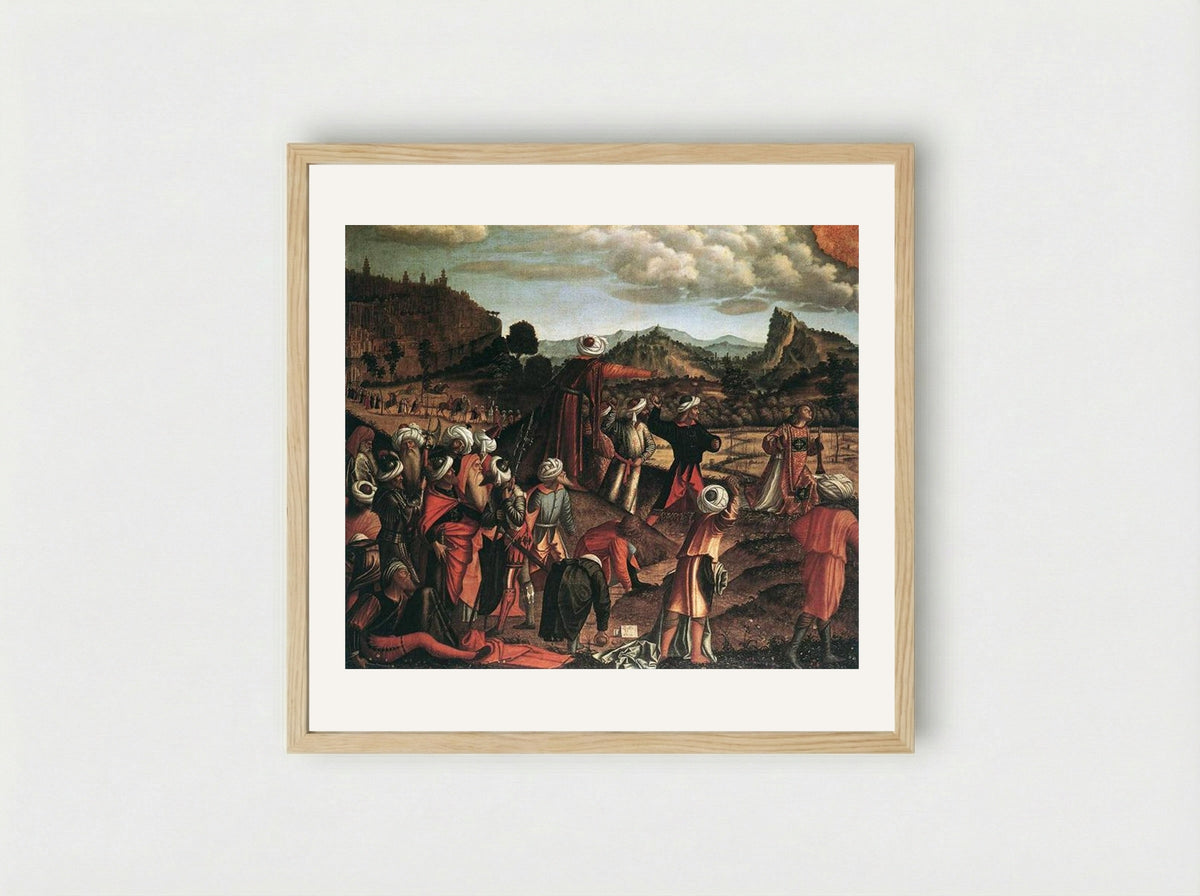 The Stoning of St. Stephen - Vittore Carpaccio - Framed Print Wood