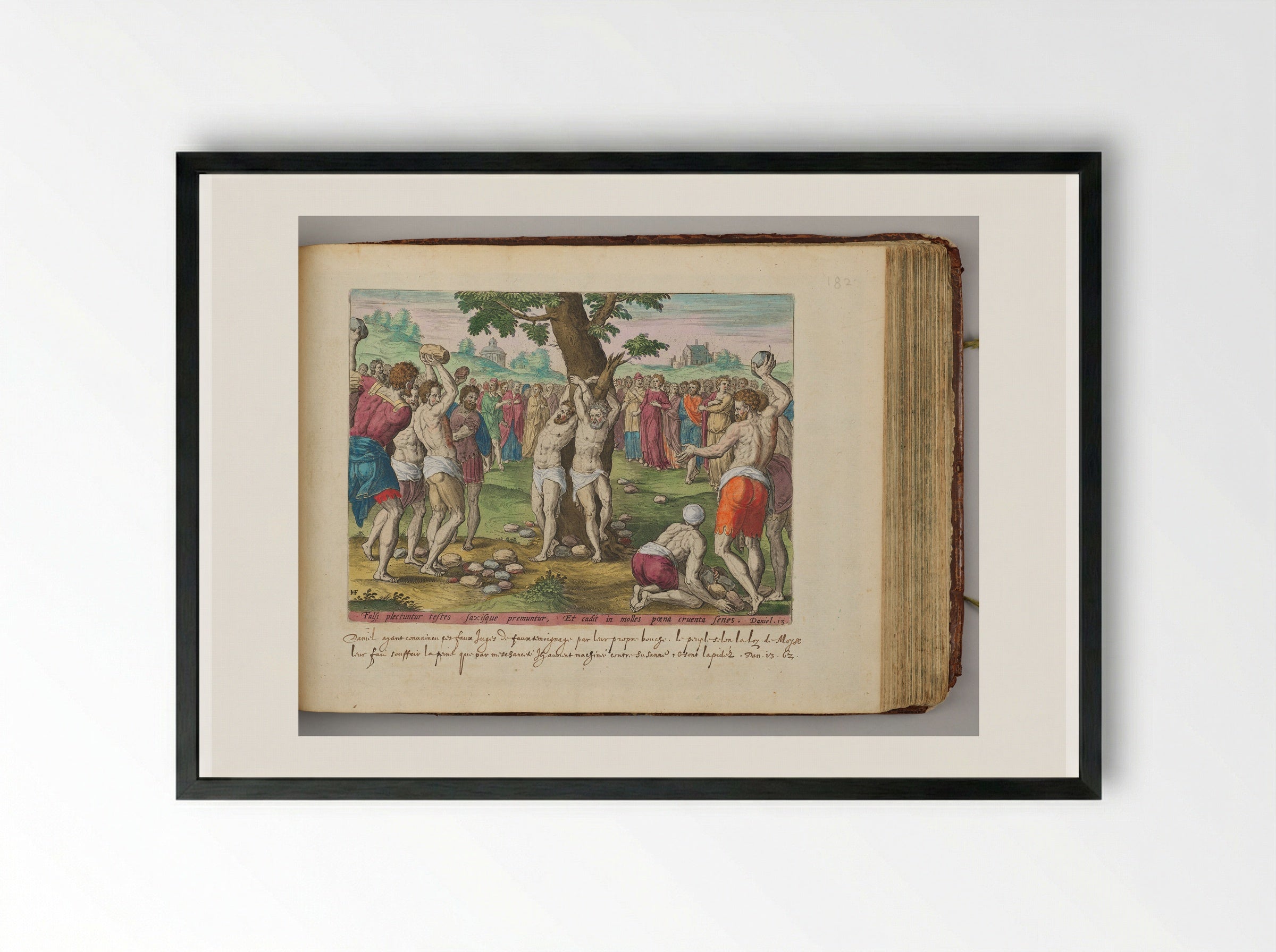 The Stoning of the Elders - Hans Collaert the Elder - Framed Print Black