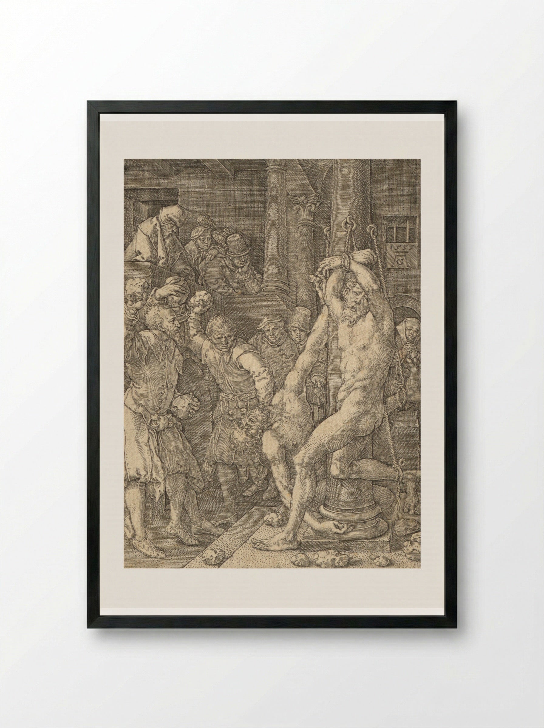 The Stoning of the Elders - Heinrich Aldegrever - Framed Print Black