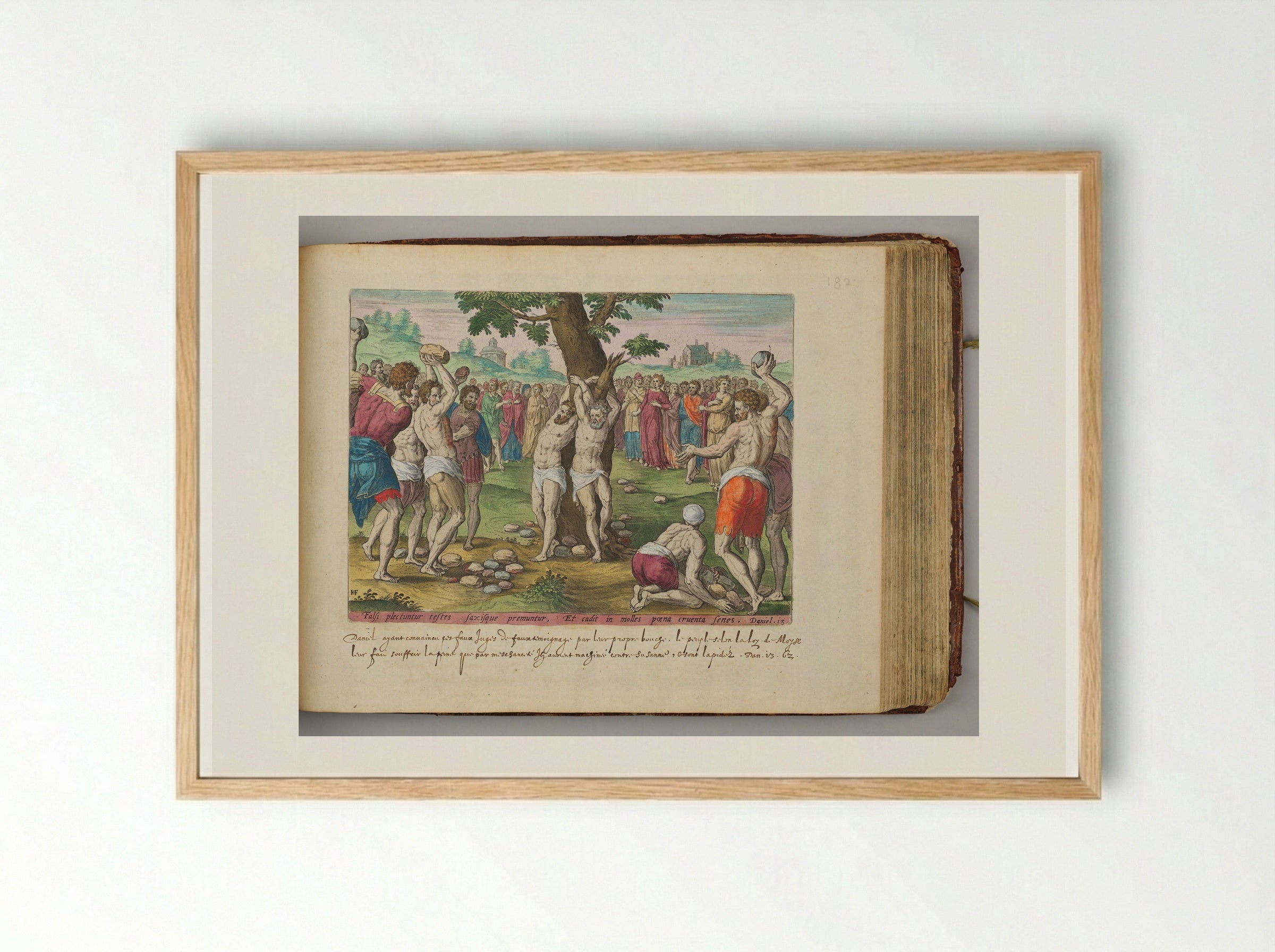 The Stoning of the Elders - Hans Collaert the Elder - Framed Print Wood