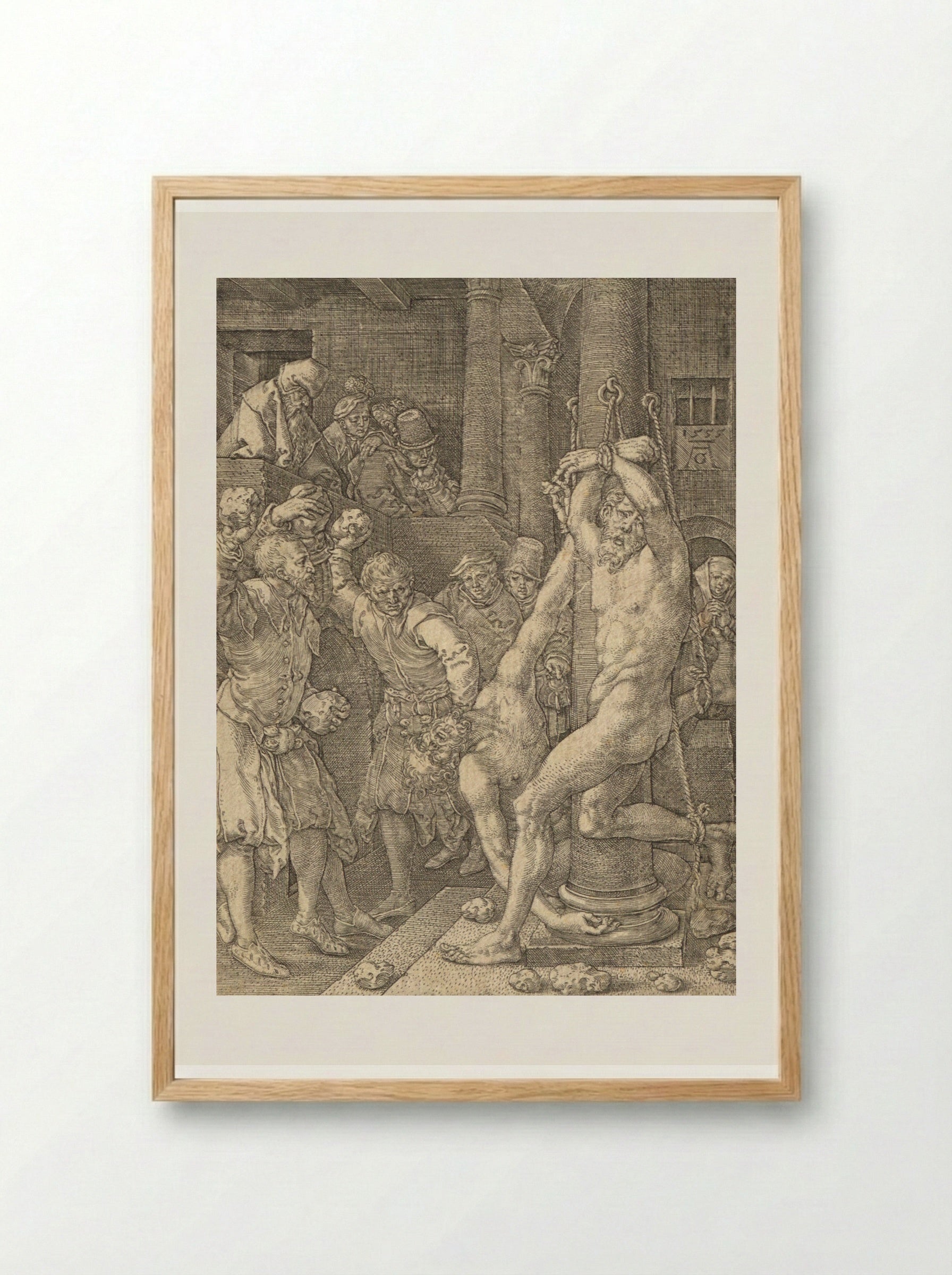 The Stoning of the Elders - Heinrich Aldegrever - Framed Print Wood