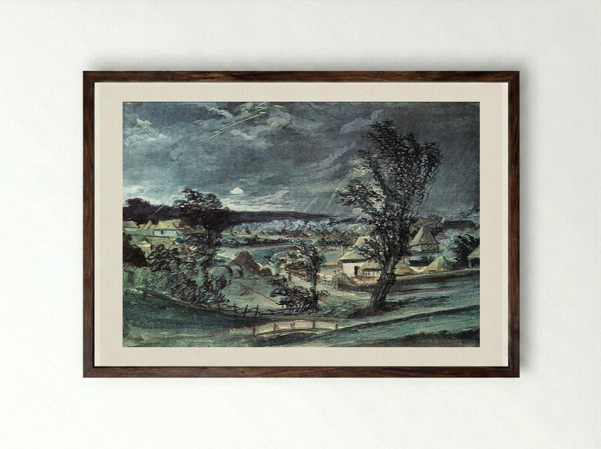 The Storm Over the Grove - Vasily Tropinin - Framed Print Dark Wood