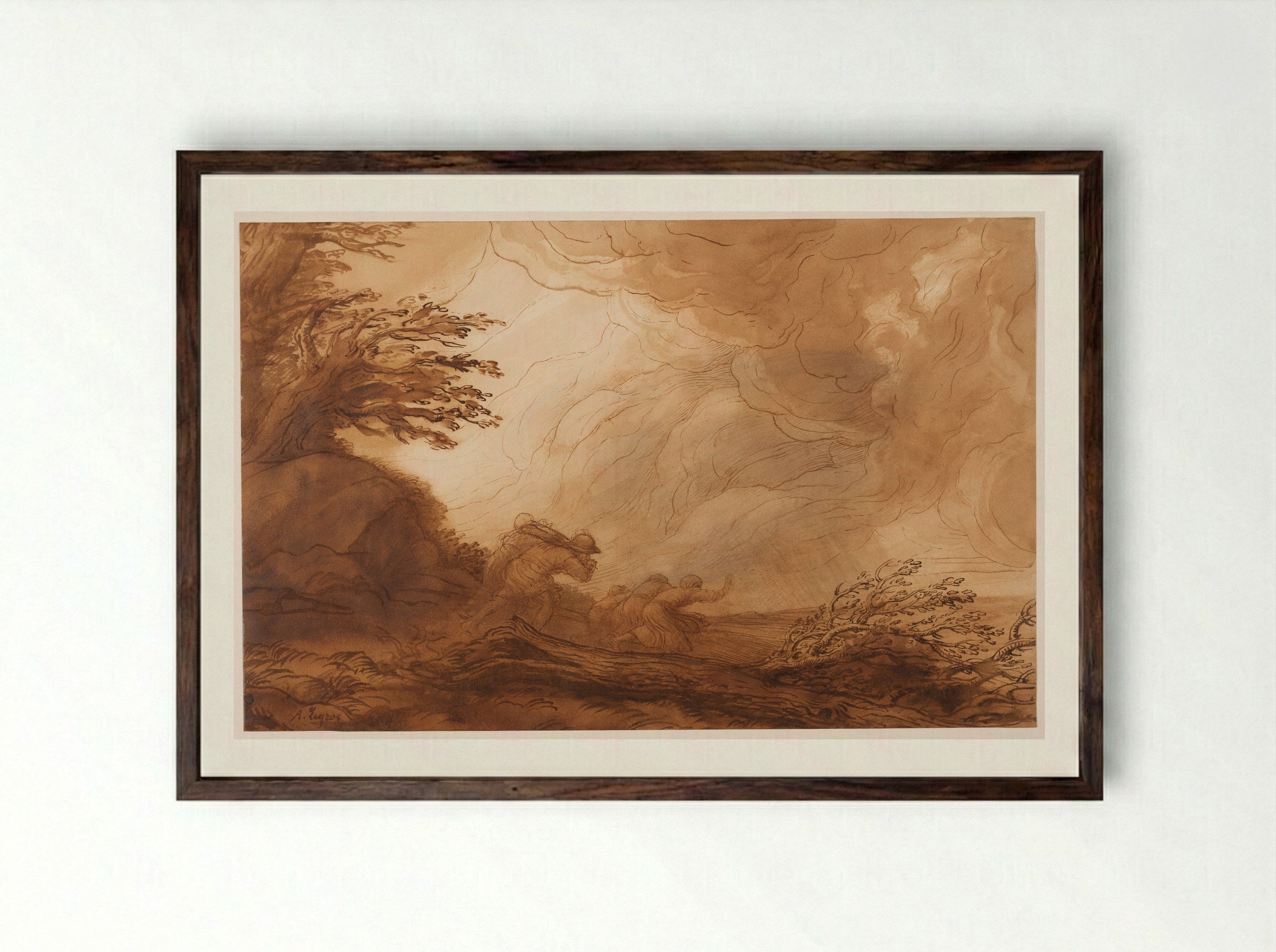 The Storm - Alphonse Legros - Framed Print Dark Wood