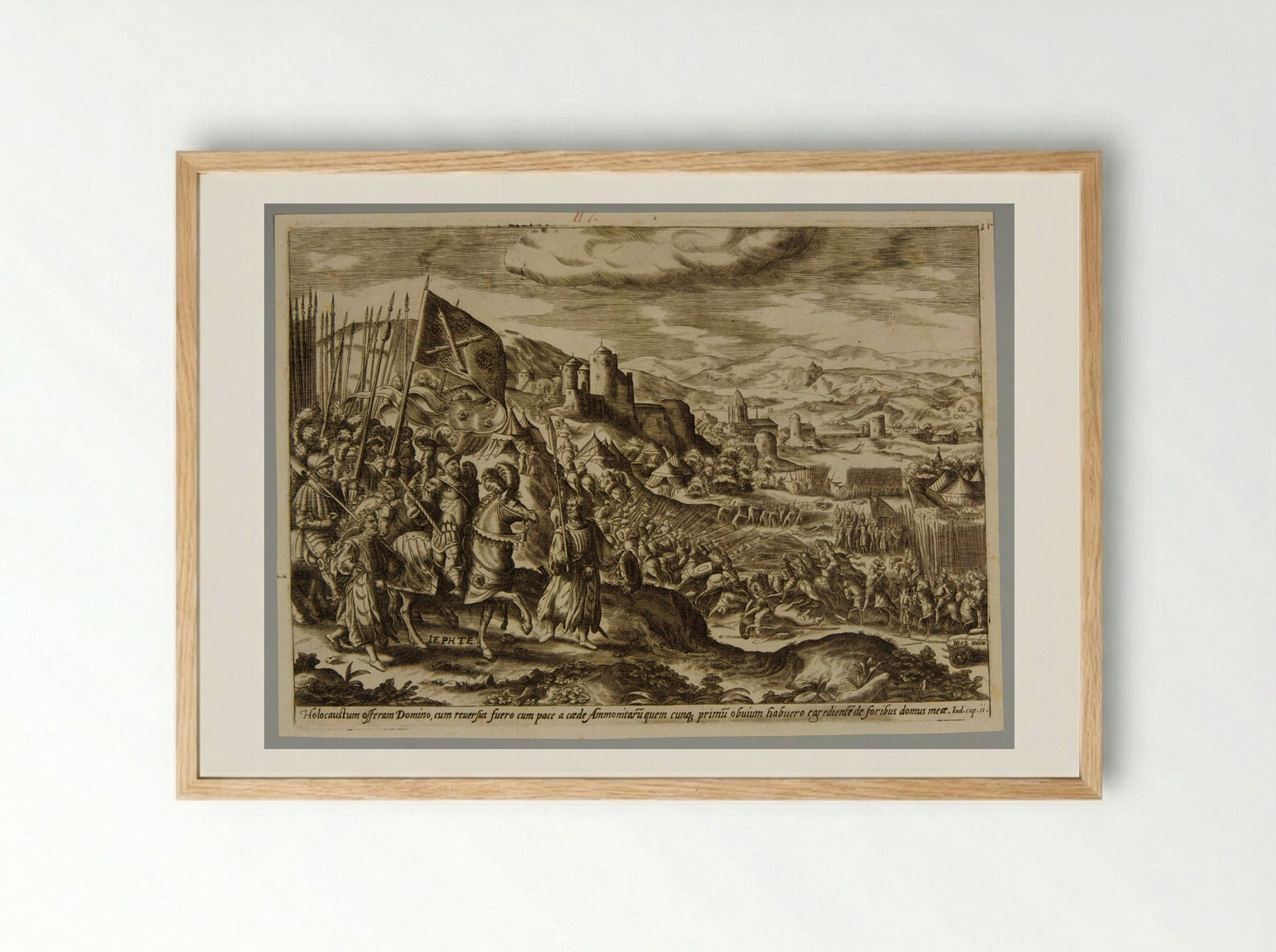 The Story of Jephta, Pl. I - Gerard de Jode - Framed Print Wood