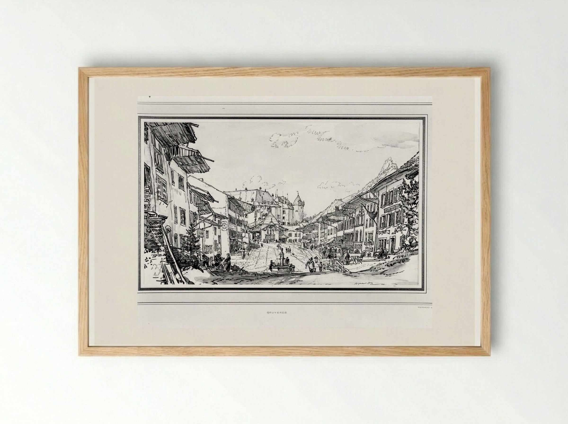 The Street, Gruyères - Muirhead Bone - Framed Print Wood