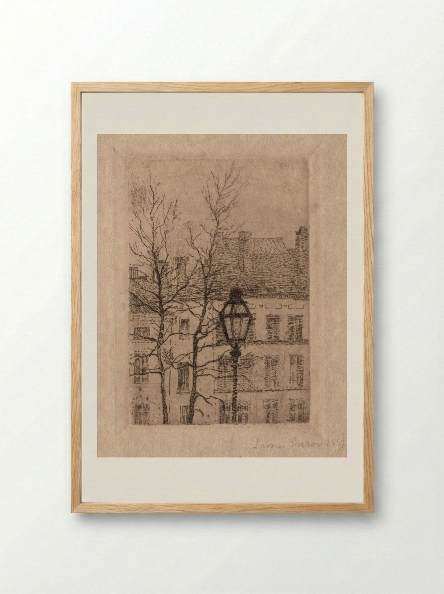 The Street Lamp - James Ensor - Framed Print Wood