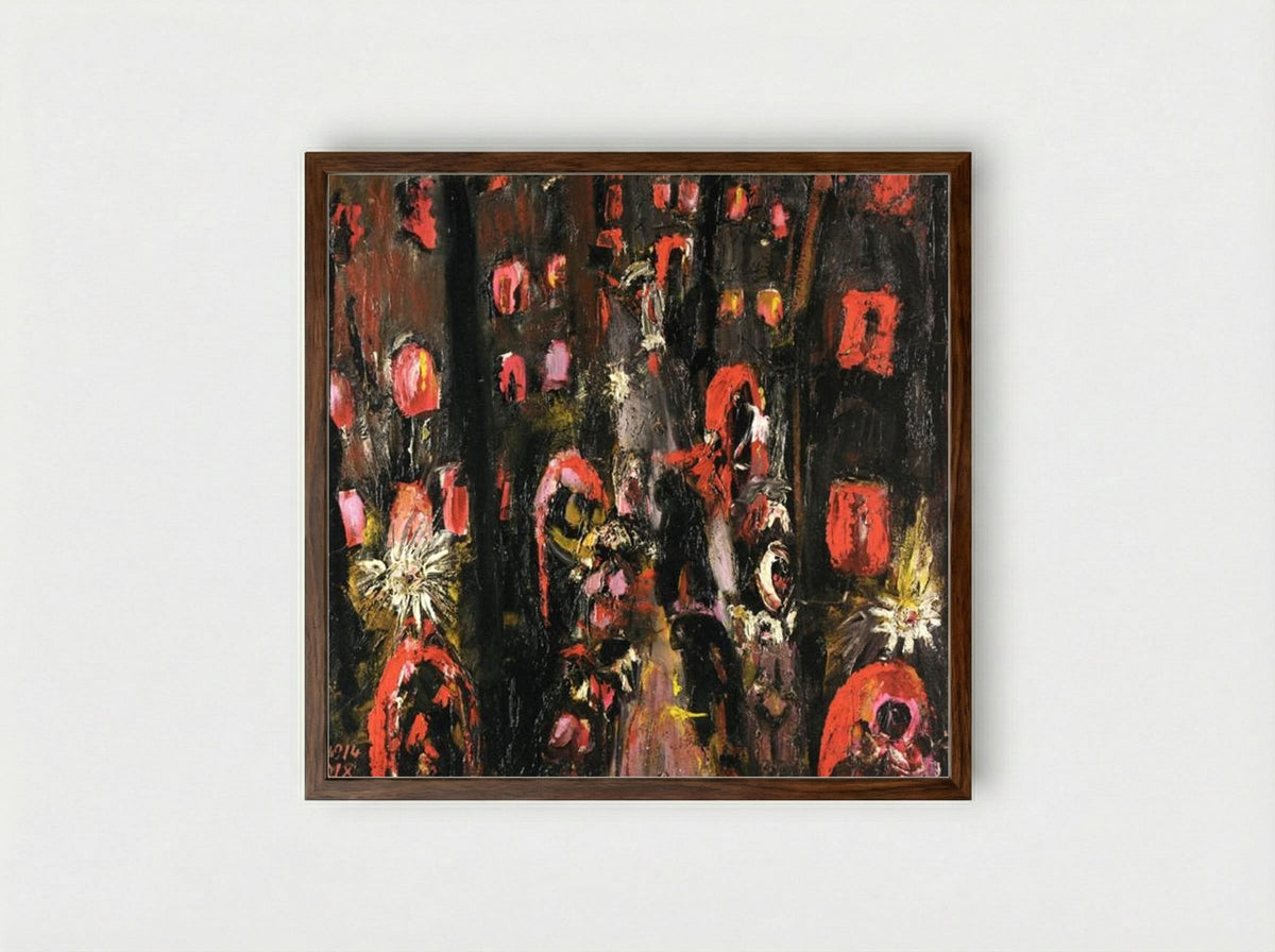 The Street of Brothels - Otto Dix - Framed Print Dark Wood