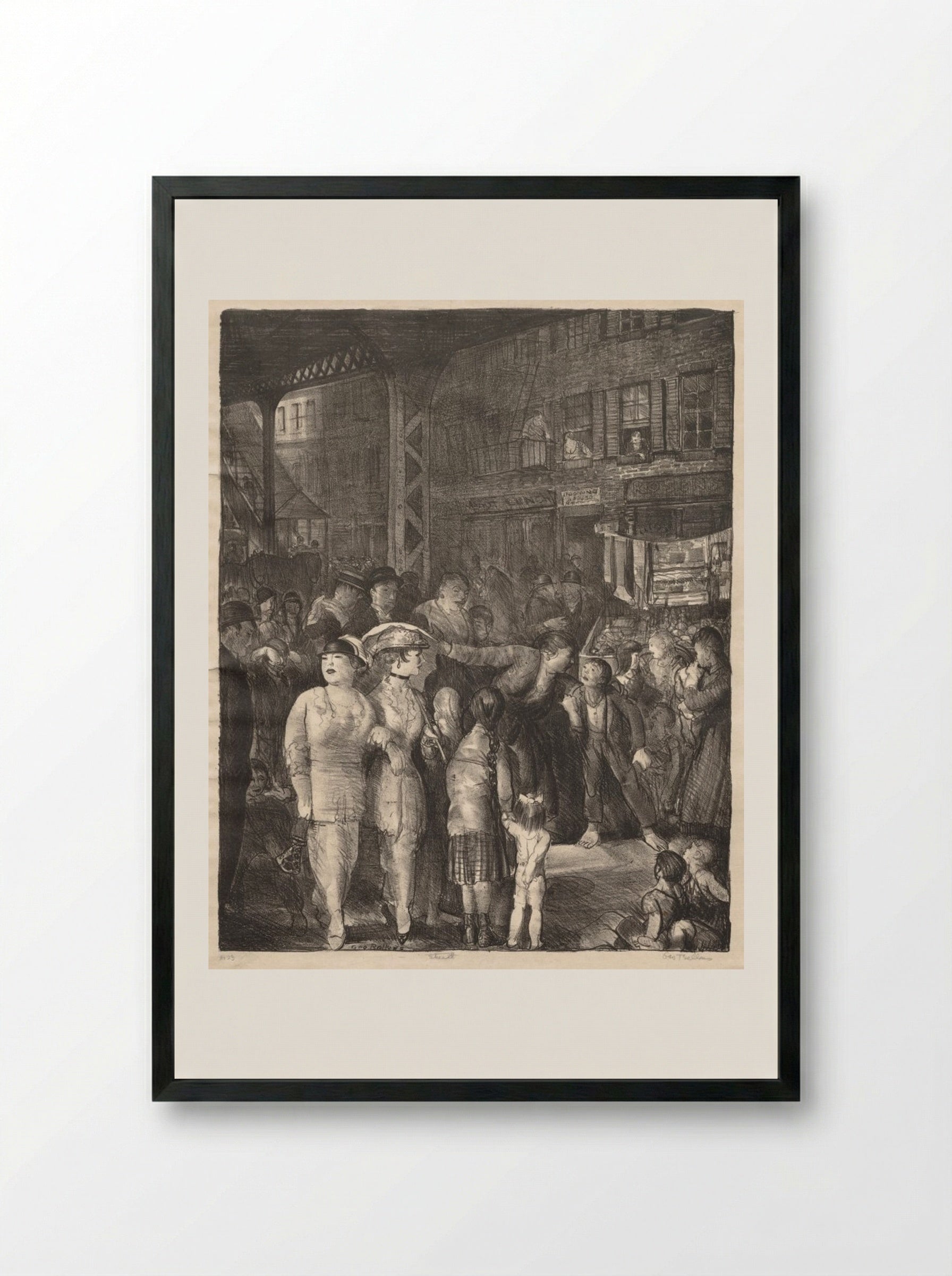 The Street - George Bellows - Framed Print Black