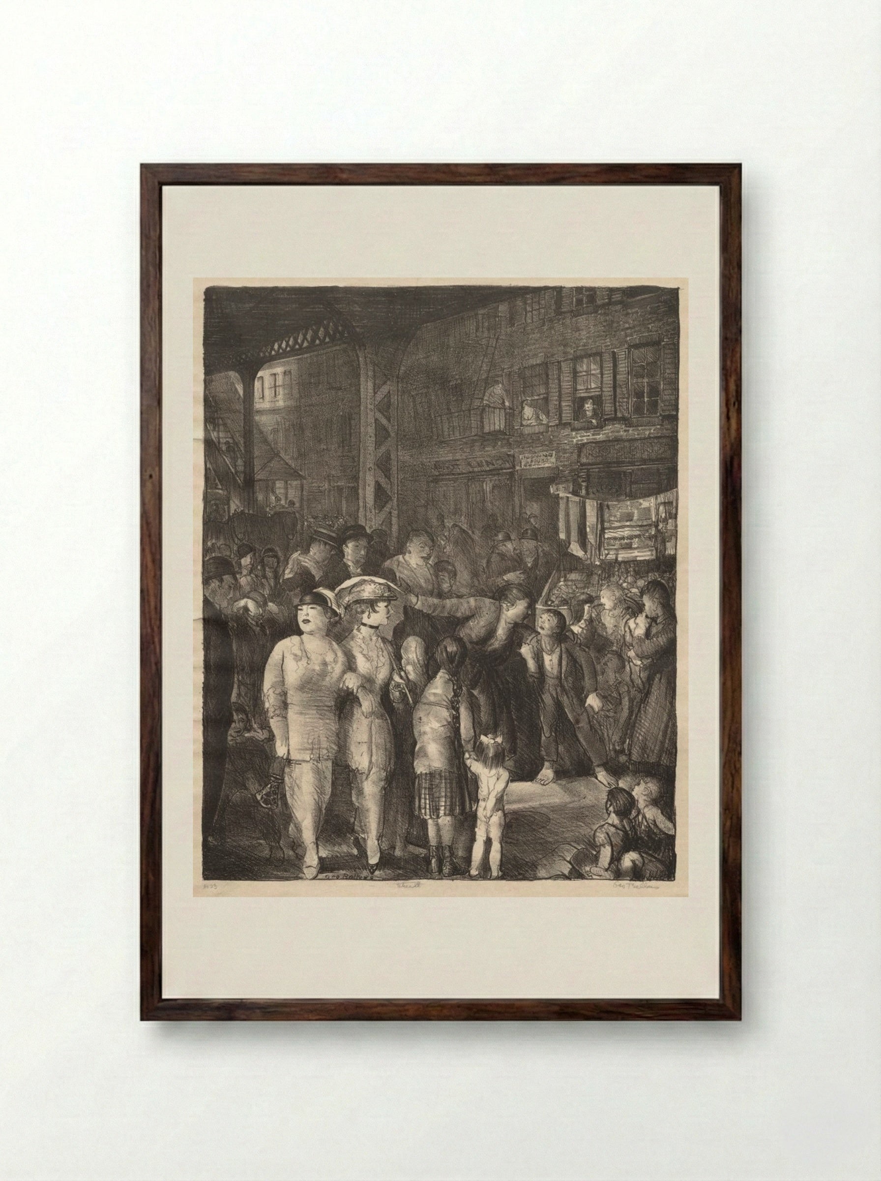 The Street - George Bellows - Framed Print Dark Wood