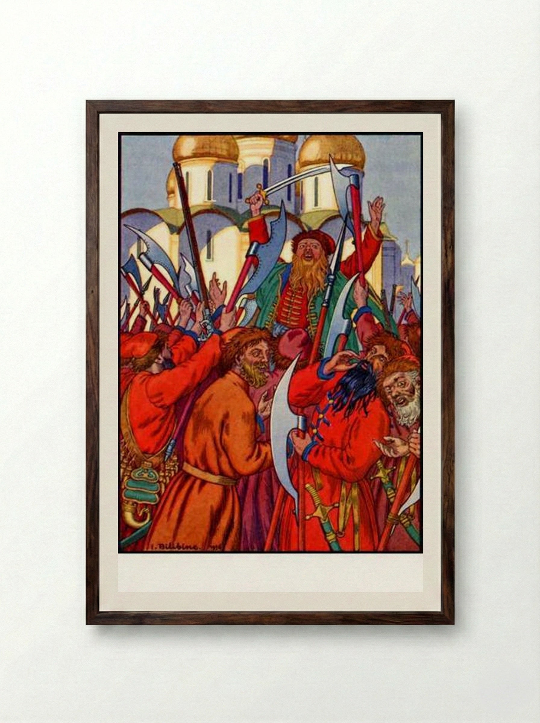 The Streltsy Uprising - Ivan Bilibin - Framed Print Dark Wood