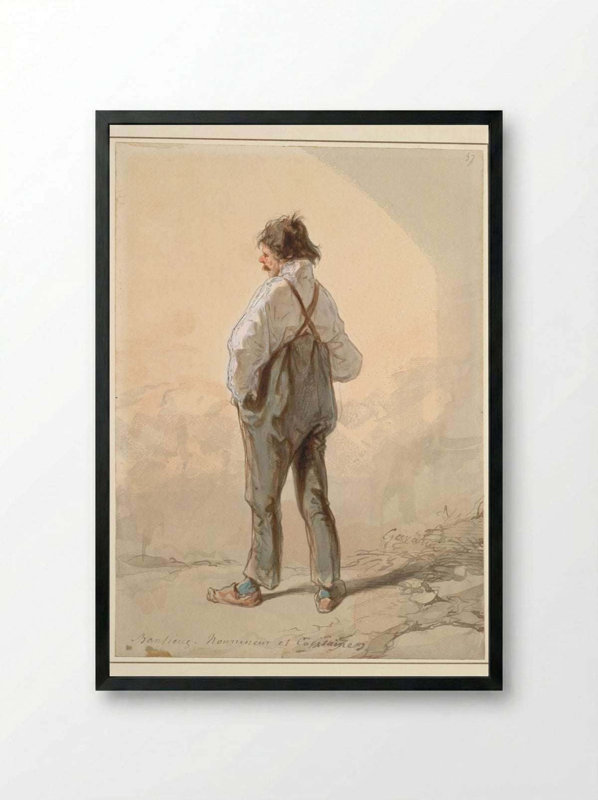 The Suburbs: Stock Raiser and Captain - Paul Gavarni - Framed Print Black
