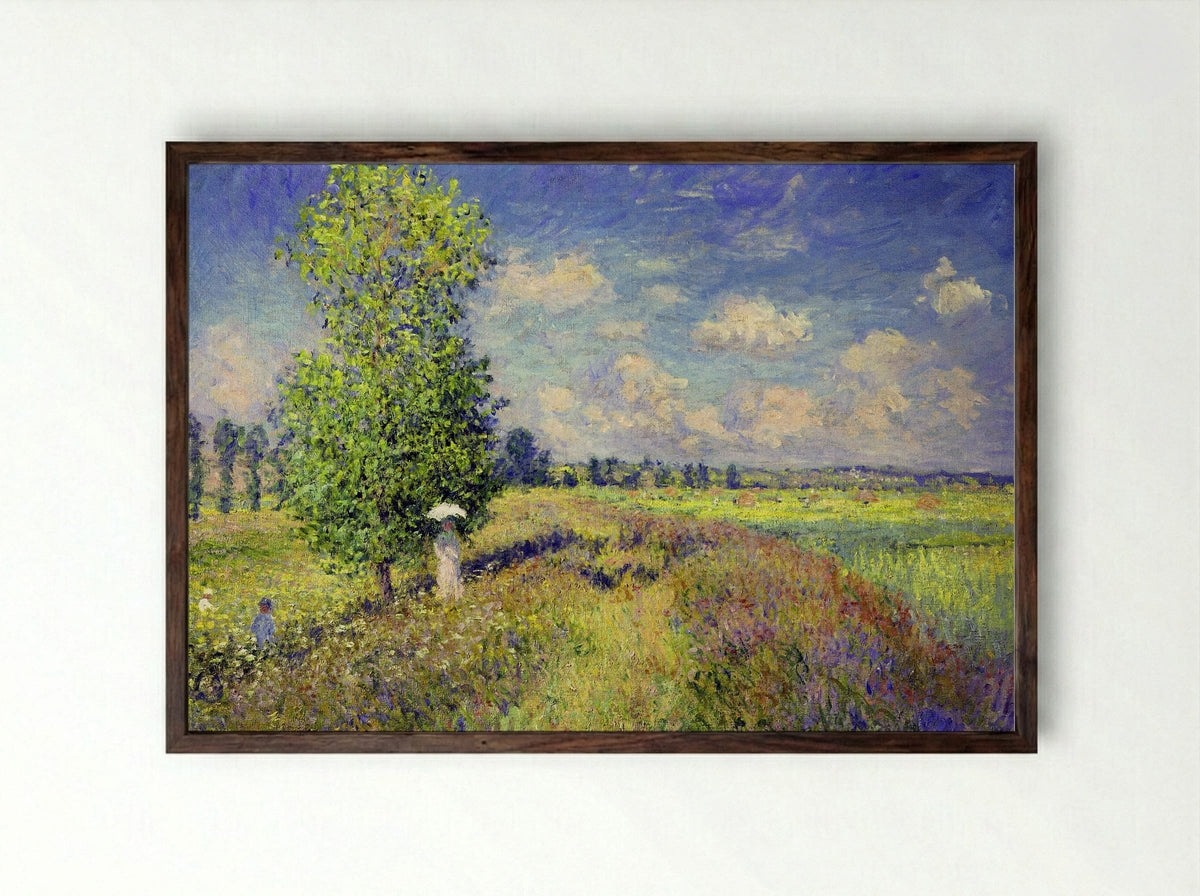 The Summer, Poppy Field - Claude Monet - Framed Print Dark Wood