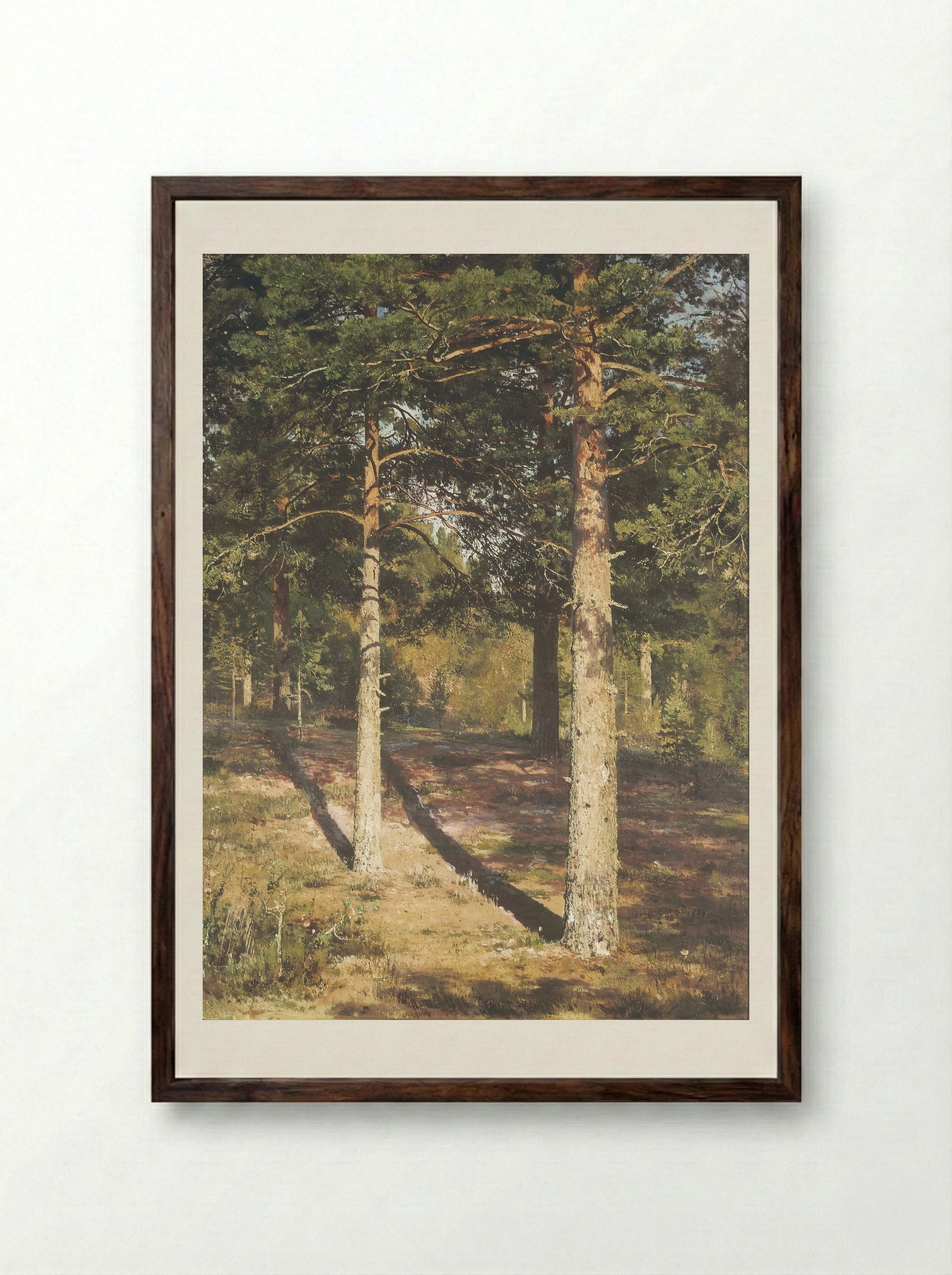 The Sun-lit Pines - Ivan Shishkin - Framed Print Dark Wood