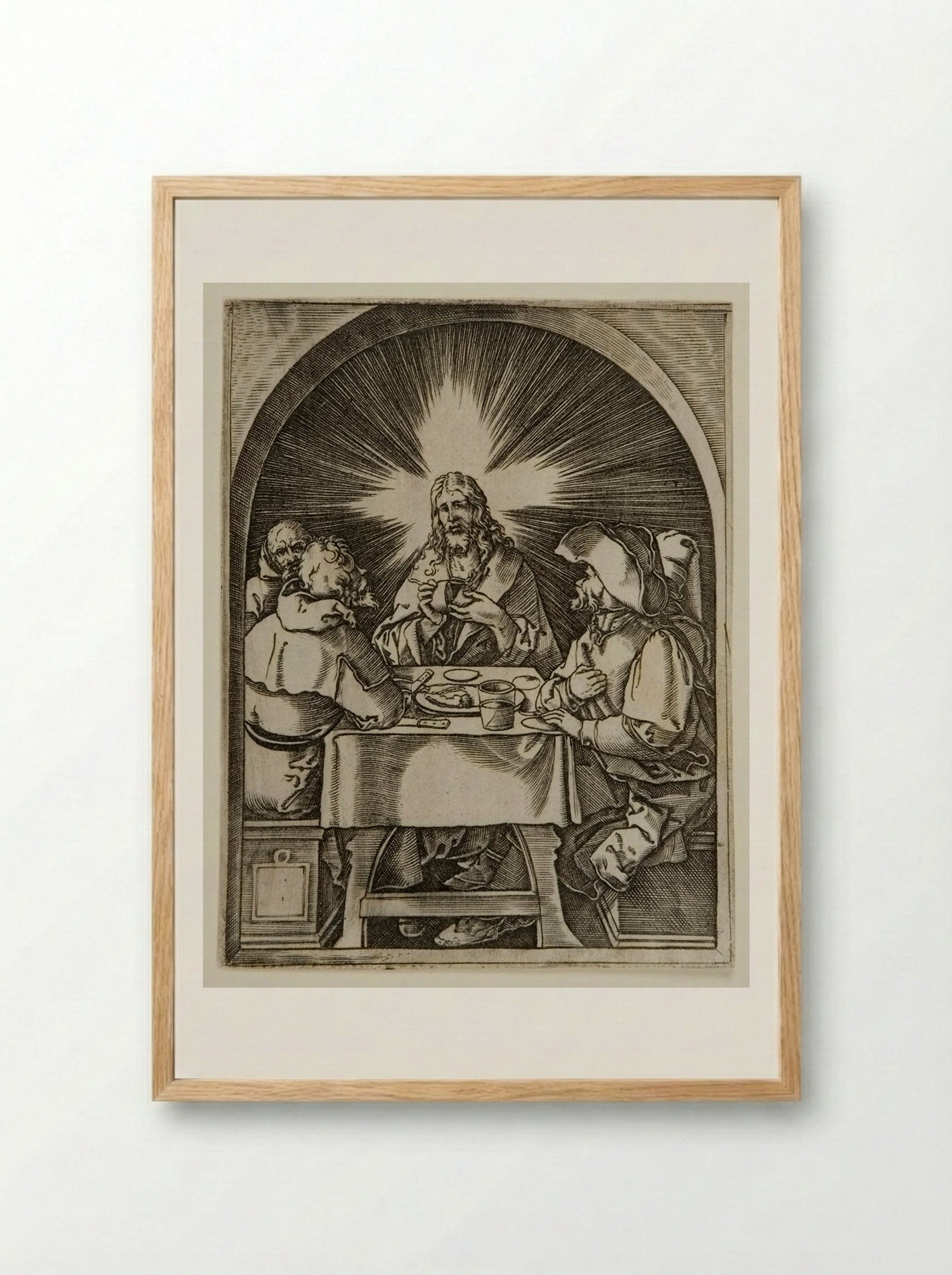 The Supper at Emmaus - Marcantonio Raimondi - Framed Print Wood