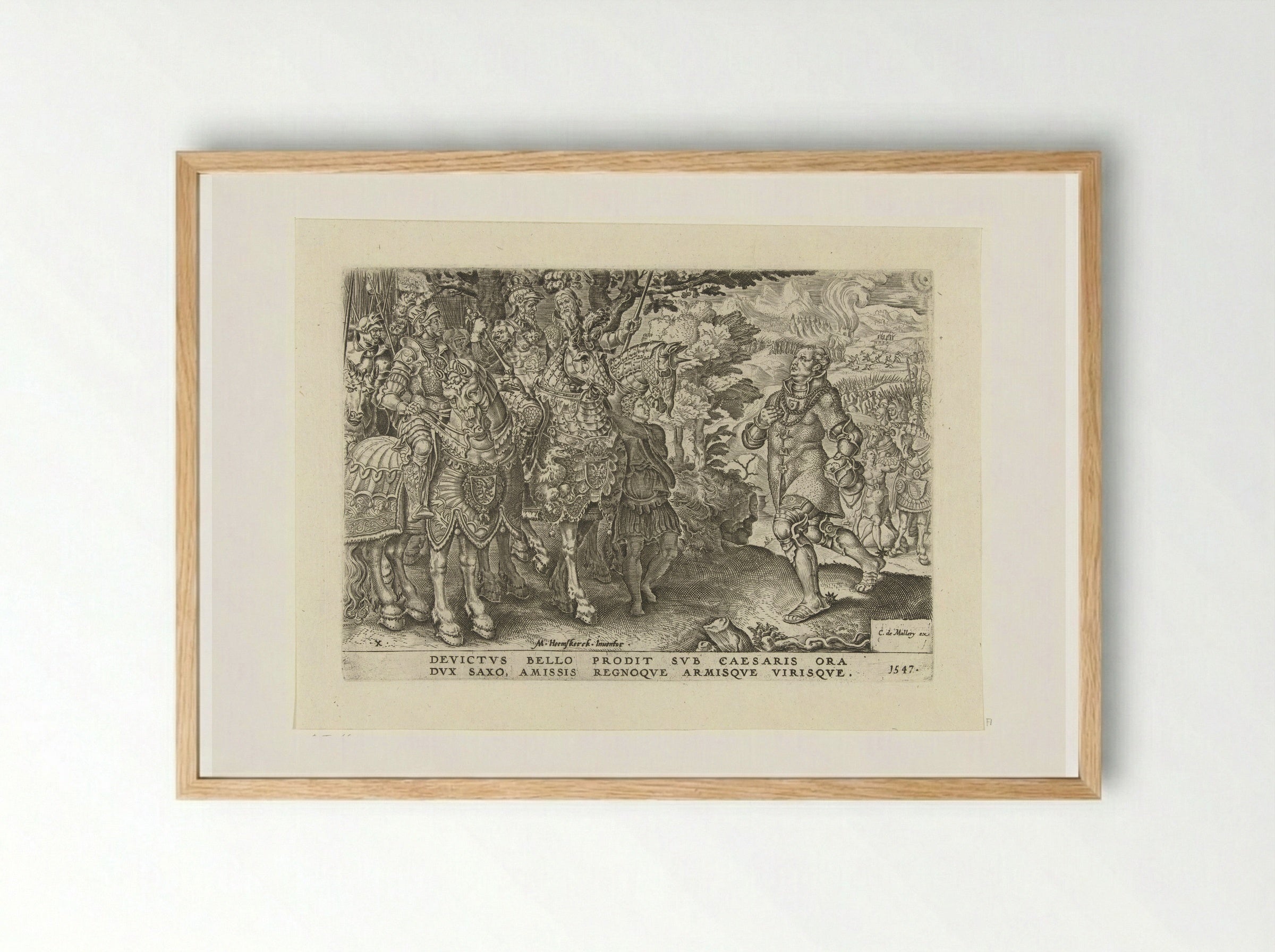 The Surrender of the Elector of Saxony at the Battle of Mühlberg - Dirck Volckertsz. Coornhert - Framed Print Wood