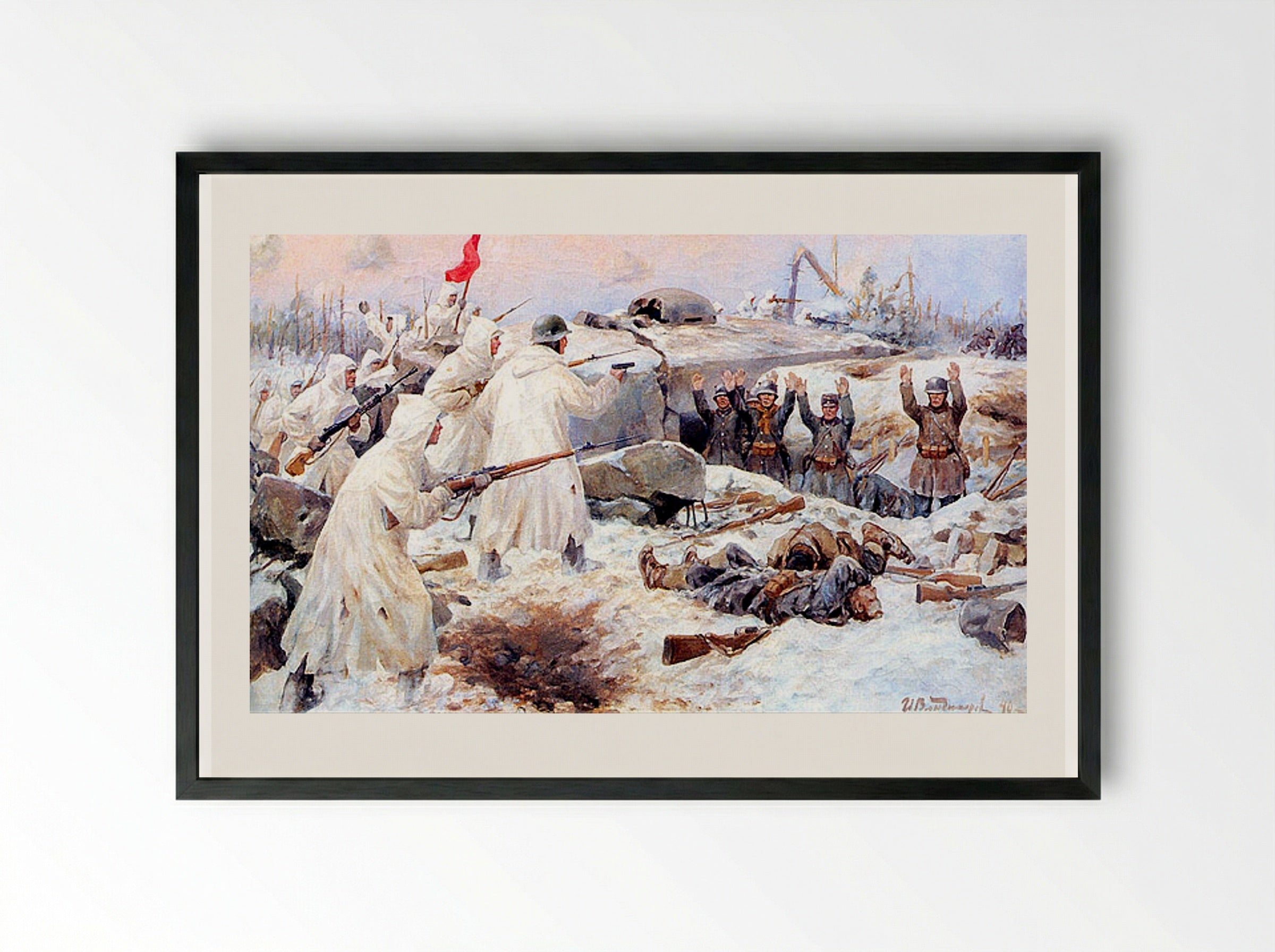 The Surrender of the Finns in 1940 - Ivan Vladimirov - Framed Print Black