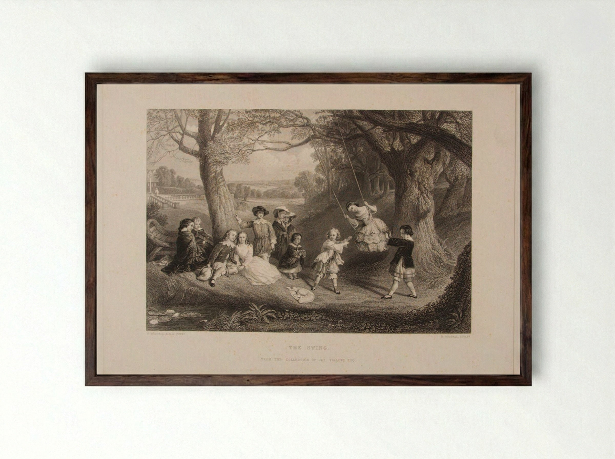 The Swing - Edward Goodall - Framed Print Dark Wood