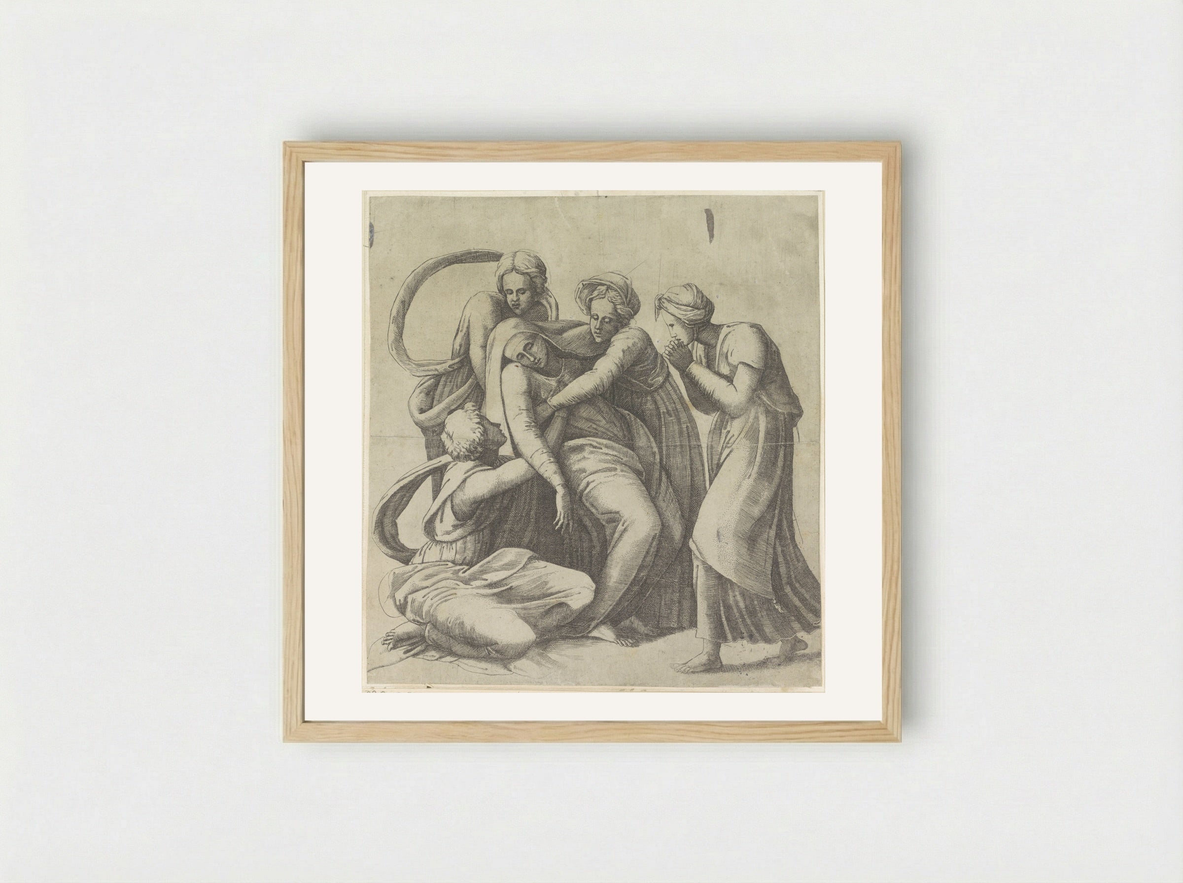 The Swooning of the Virgin - Giulio Bonasone - Framed Print Wood