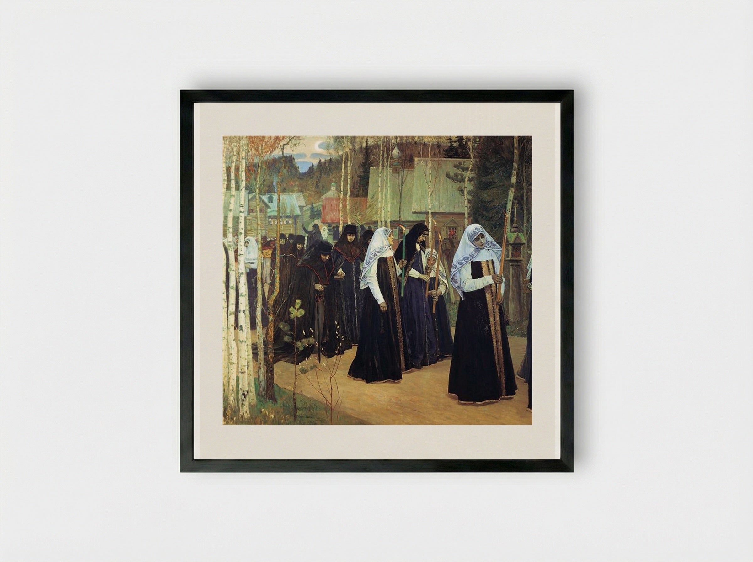 The Taking of the Veil - Mikhail Nesterov - Framed Print Black